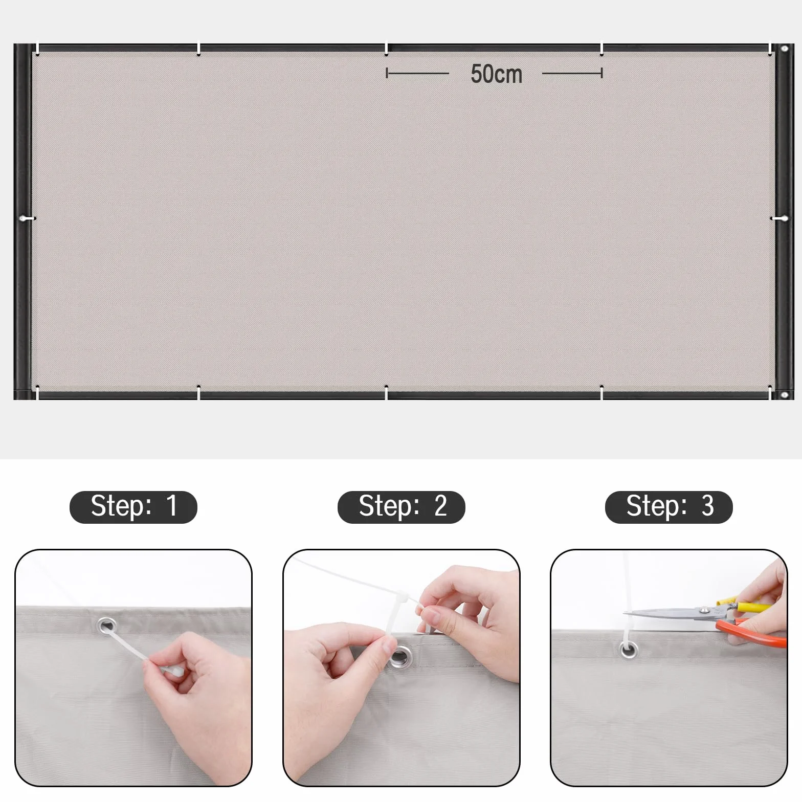 Cool Area Osłona Balkonowa 80x300cm Nieprzejrzysta osłona Balkonu Wiatroodporna i Wodoodporna,Ochrona przed Promieniowaniem UV,Taupe