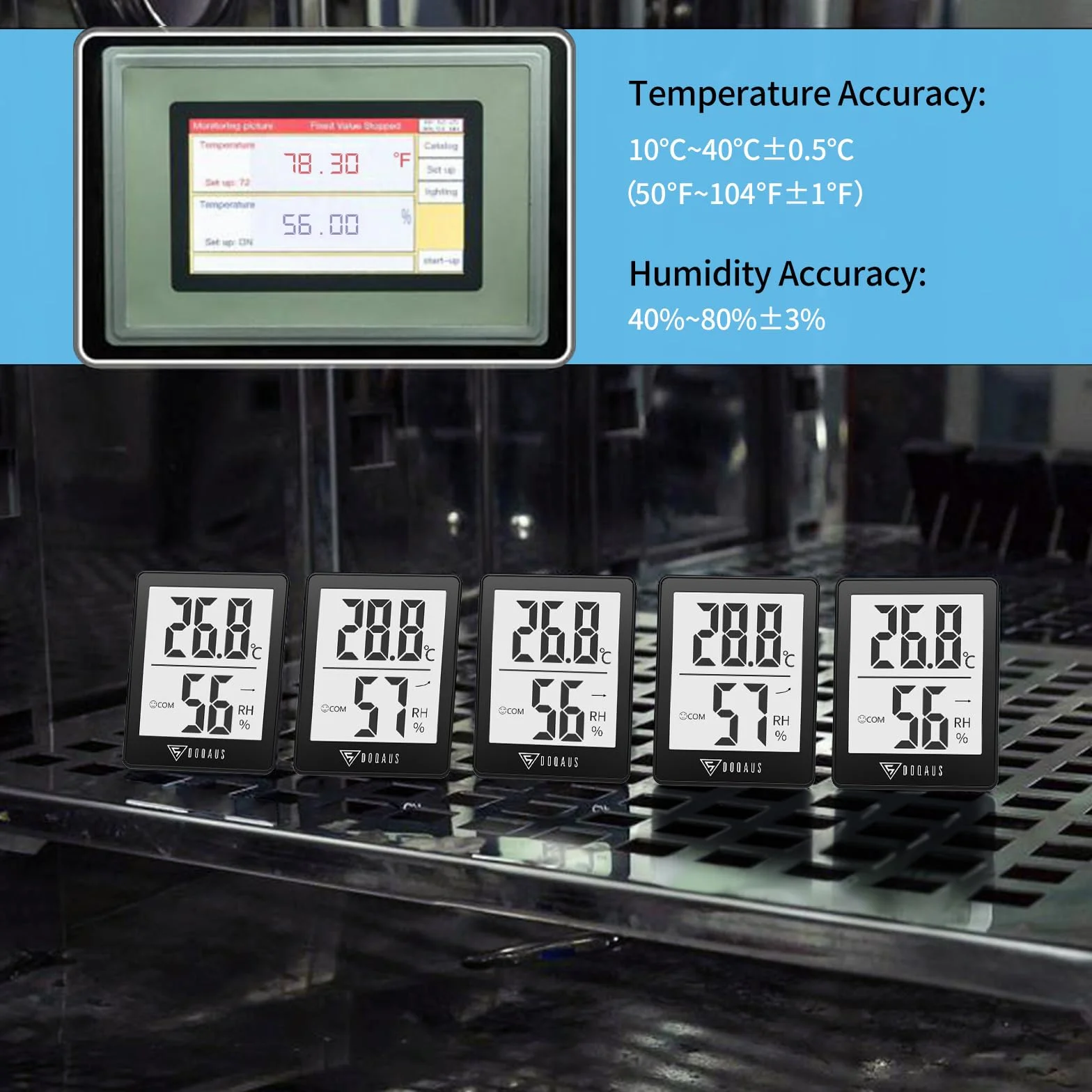 DOQAUS Mini Termometry Wewnętrzne, 3 Kawałki Termometry Domowe, Higrometry z Dużą Dokładnością, do Kontroli Temperatura w Pokojowa, Sypialnia, Pokój Dziecięcy, Salon, Biuro (Czarny)