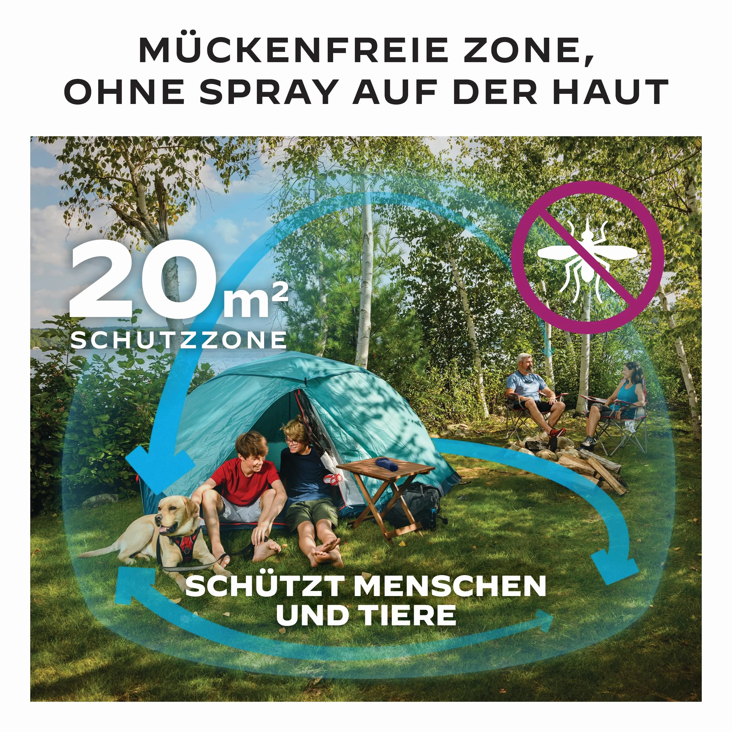 Thermacell Ochrona przed komarami, innowacyjna ochrona przed komarami, urządzenie stojące w nowoczesnym wzornictwie, do ogrodu, na taras i kemping, kolor biały