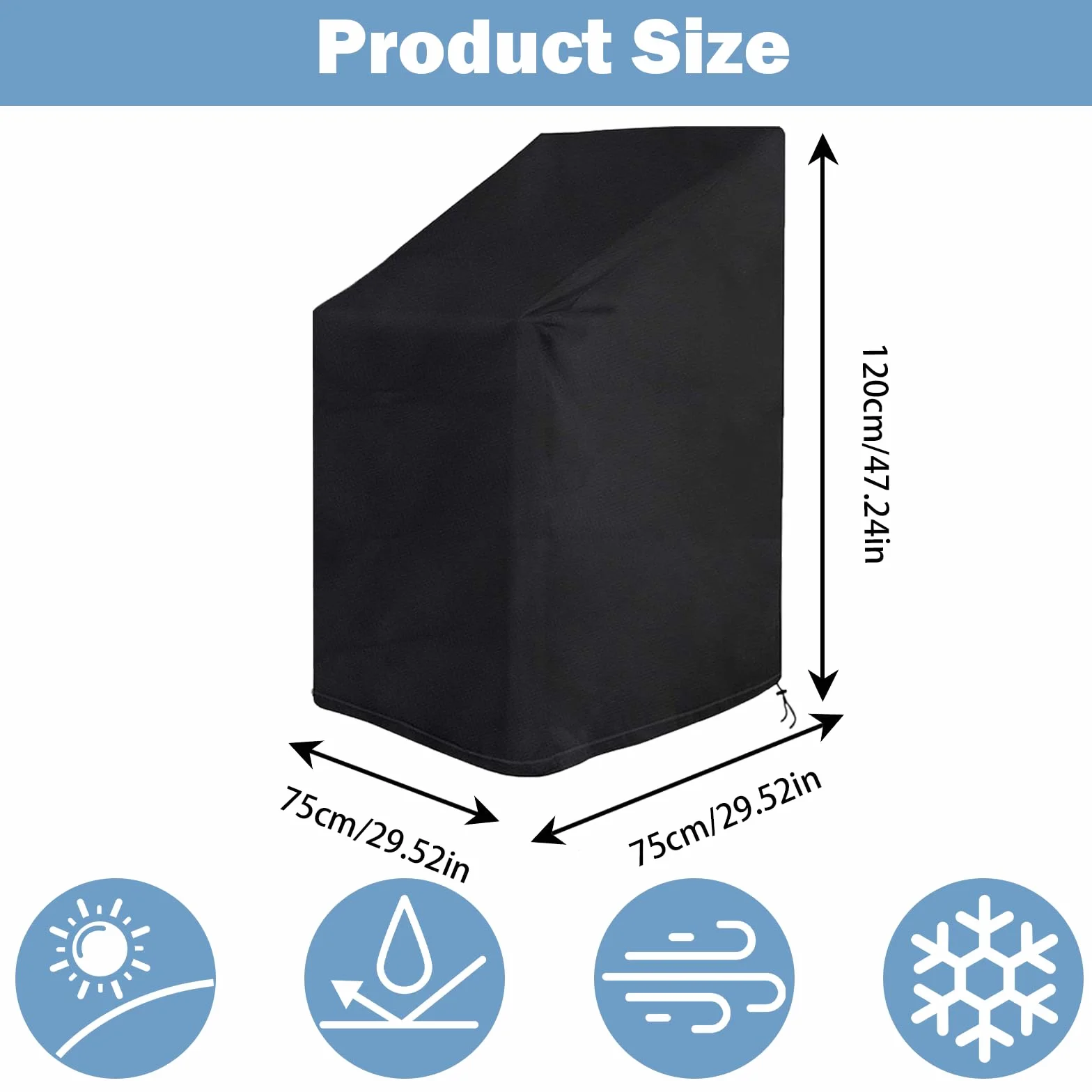 Pokrowiec ochronny na krzesła ogrodowe Oxford 420D wodoszczelny UV 75x75x120 cm