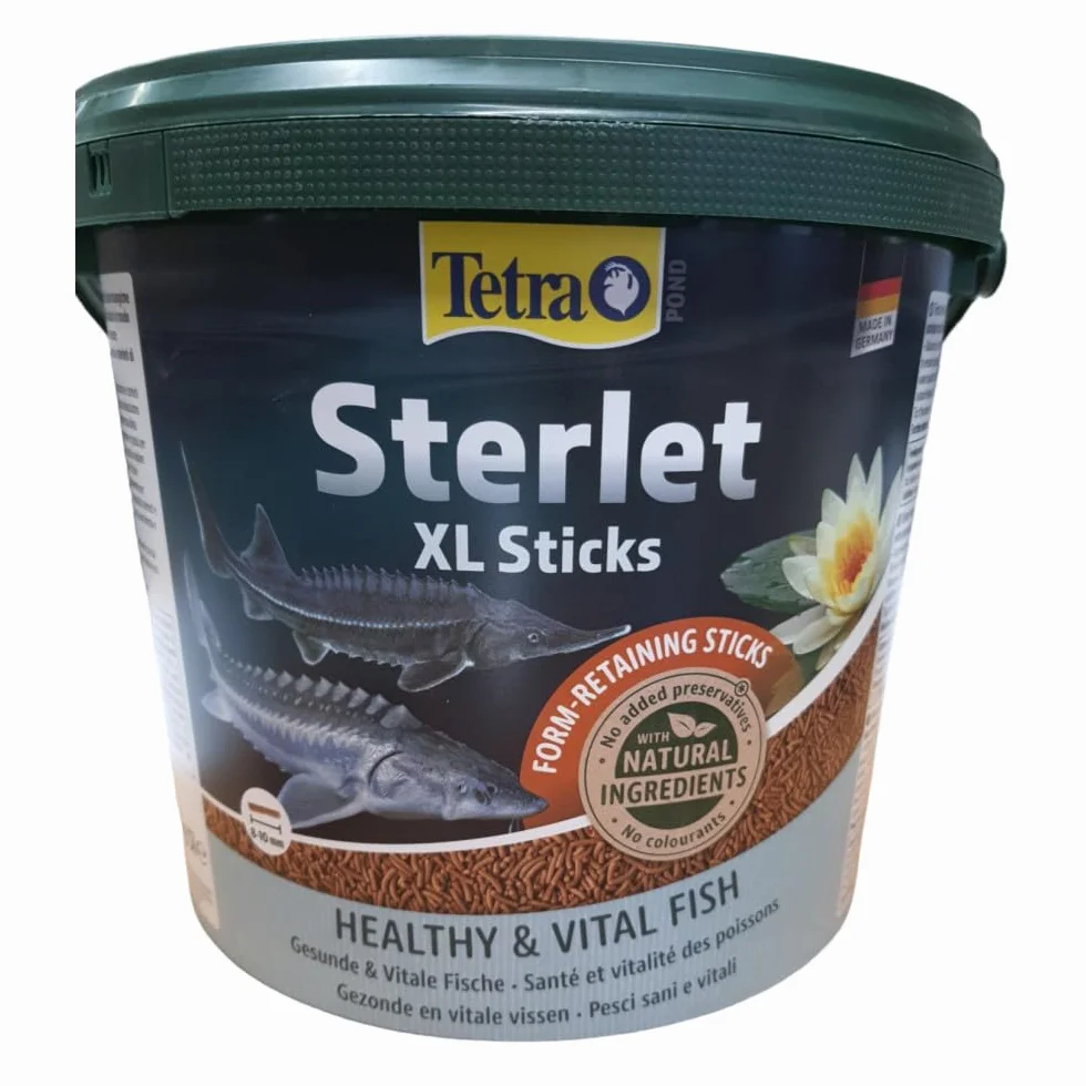 Tetra Pond Sterlet XL Sticks – pałeczki do karmienia dla większych żyjących w stawie ogrodowym sterletów i burzy, uwzględniają naturalne zachowanie pożywienia, wiaderko 5 l
