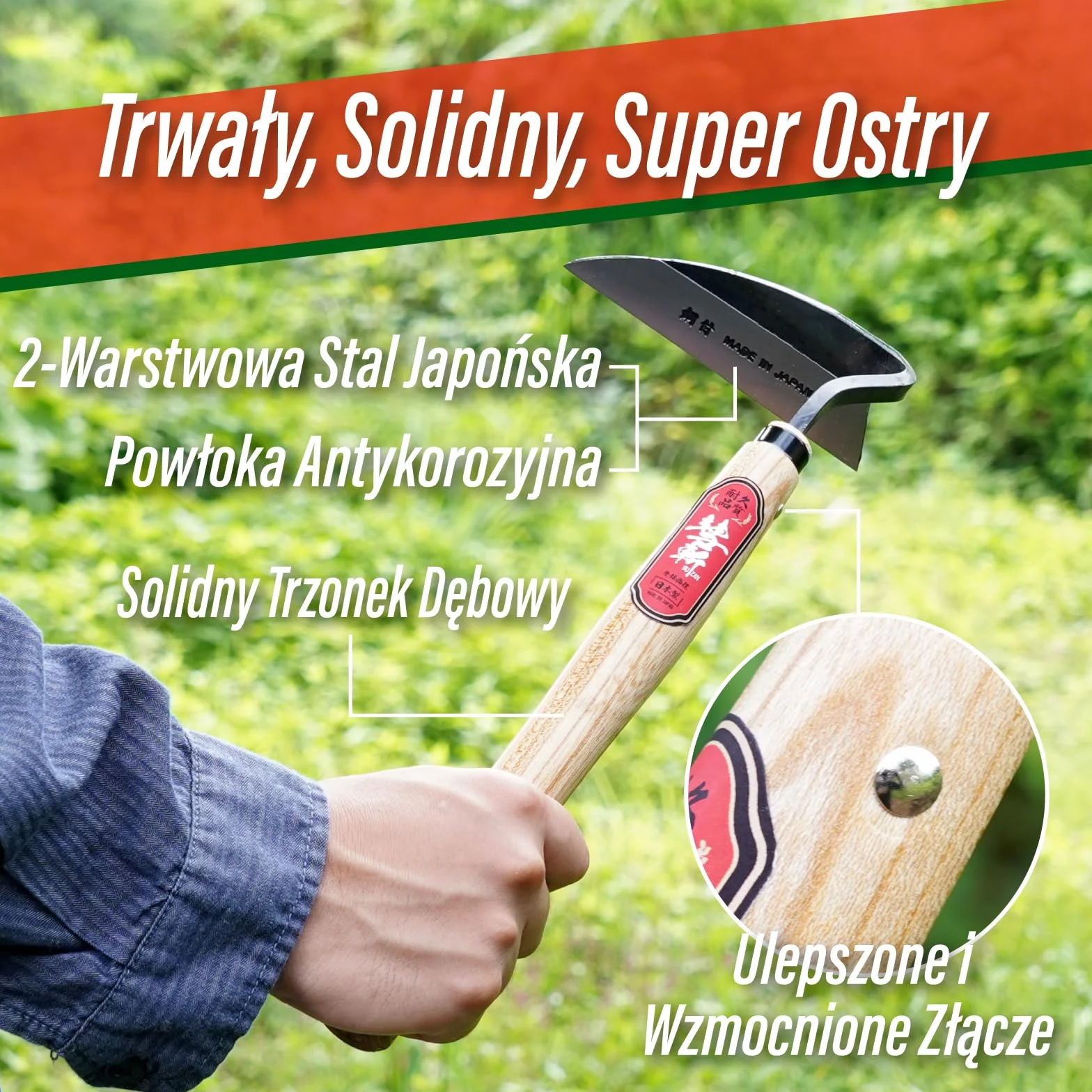 SUIZAN Sierp do pielenia Nejiri Kama 330 mm Profesjonalna japońska motyczka Wyrywacz chwastów Narzędzia ogrodnicze
