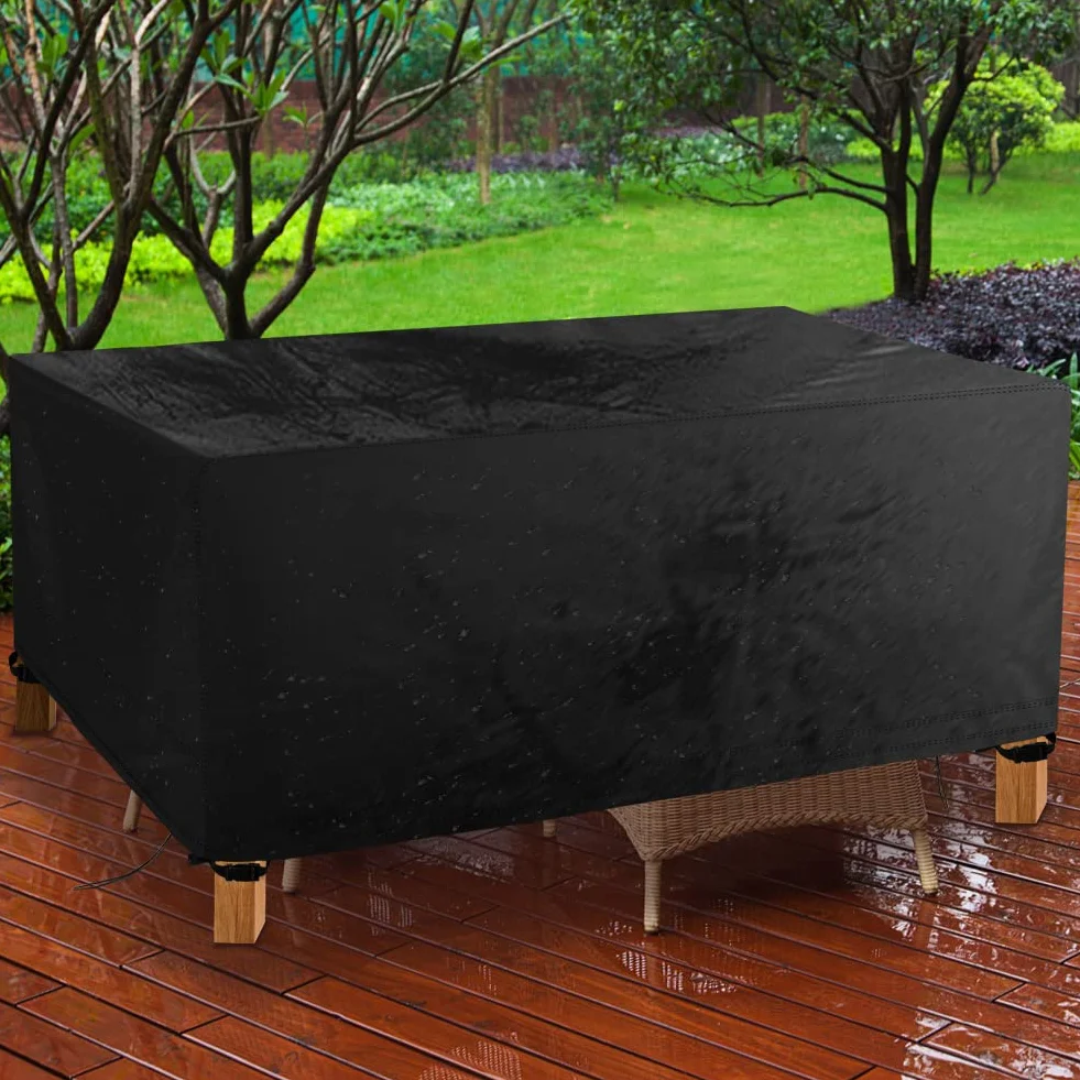 OFFCUP Pokrowiec na meble ogrodowe, 180 x 120 x 74 cm, zestaw rattanowych kostek, wytrzymały materiał Oxford 420D, ochrona stołu i krzeseł, na zewnątrz