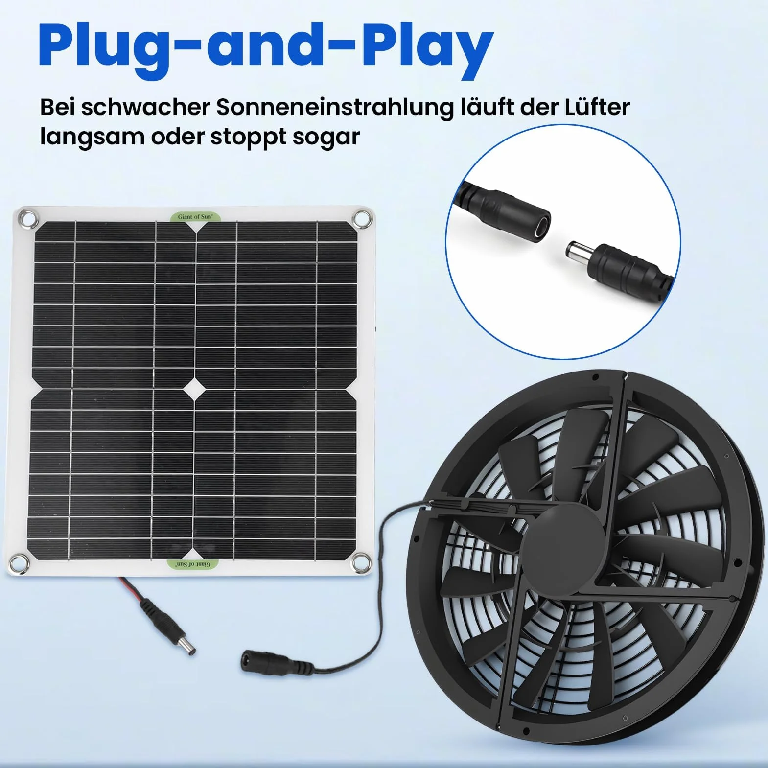 Ejoyous Wentylator Panelowy, 100 W, Wodoszczelny, Zasilany Energią Słoneczną, Okrągły Panel Słoneczny, Wentylator Wyciągowy do Szklarni, Domków dla Zwierząt, Szopy, Kurników