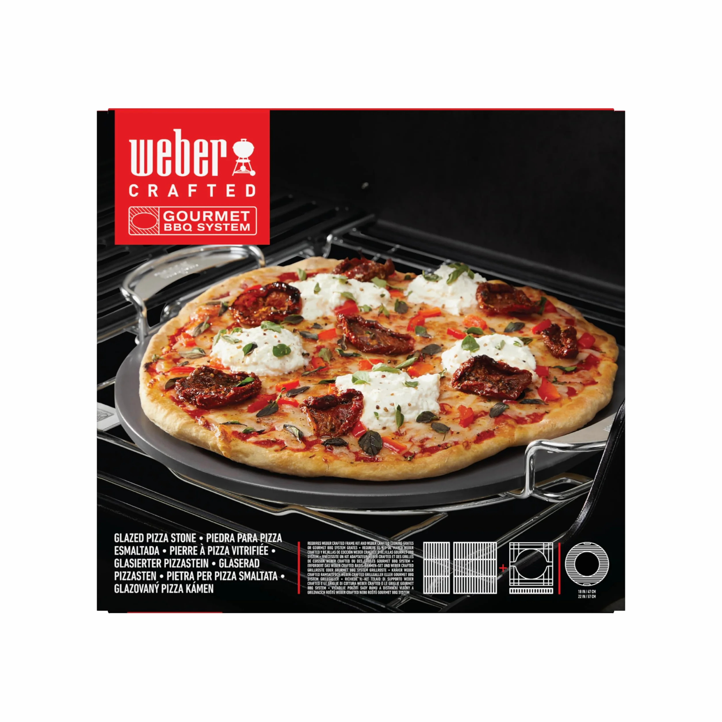 Weber Crafted Glazurowany Kamień do Pizzy, Odporny na Temperaturę, Równomiernie Magazynuje Ciepło, dla Chrupiącego Spodu Pizzy i Łatwego Czyszczenia, Kremowy (8861)