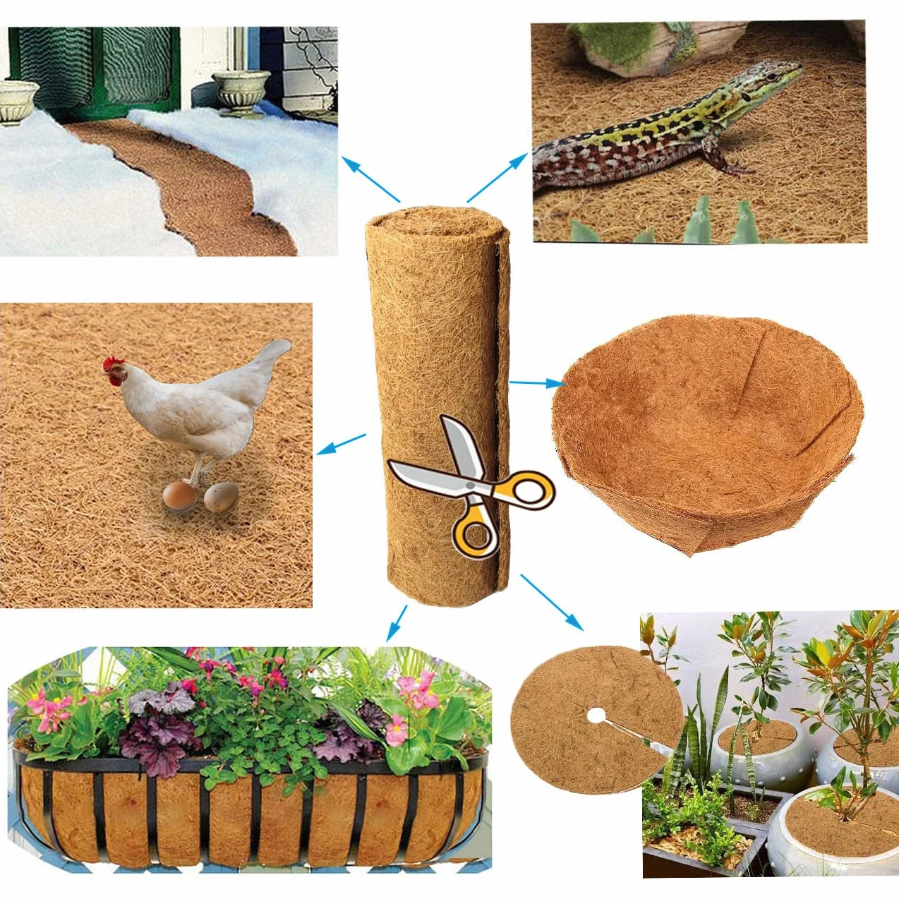 SUNYAY 12 x 40 cm, naturalna rolka kokosowa, kokosowa wkładka kokosowa, mata kokosowa do sadzarki okno kosz na kwiaty, dekoracja ogrodu, podkładka dla zwierząt