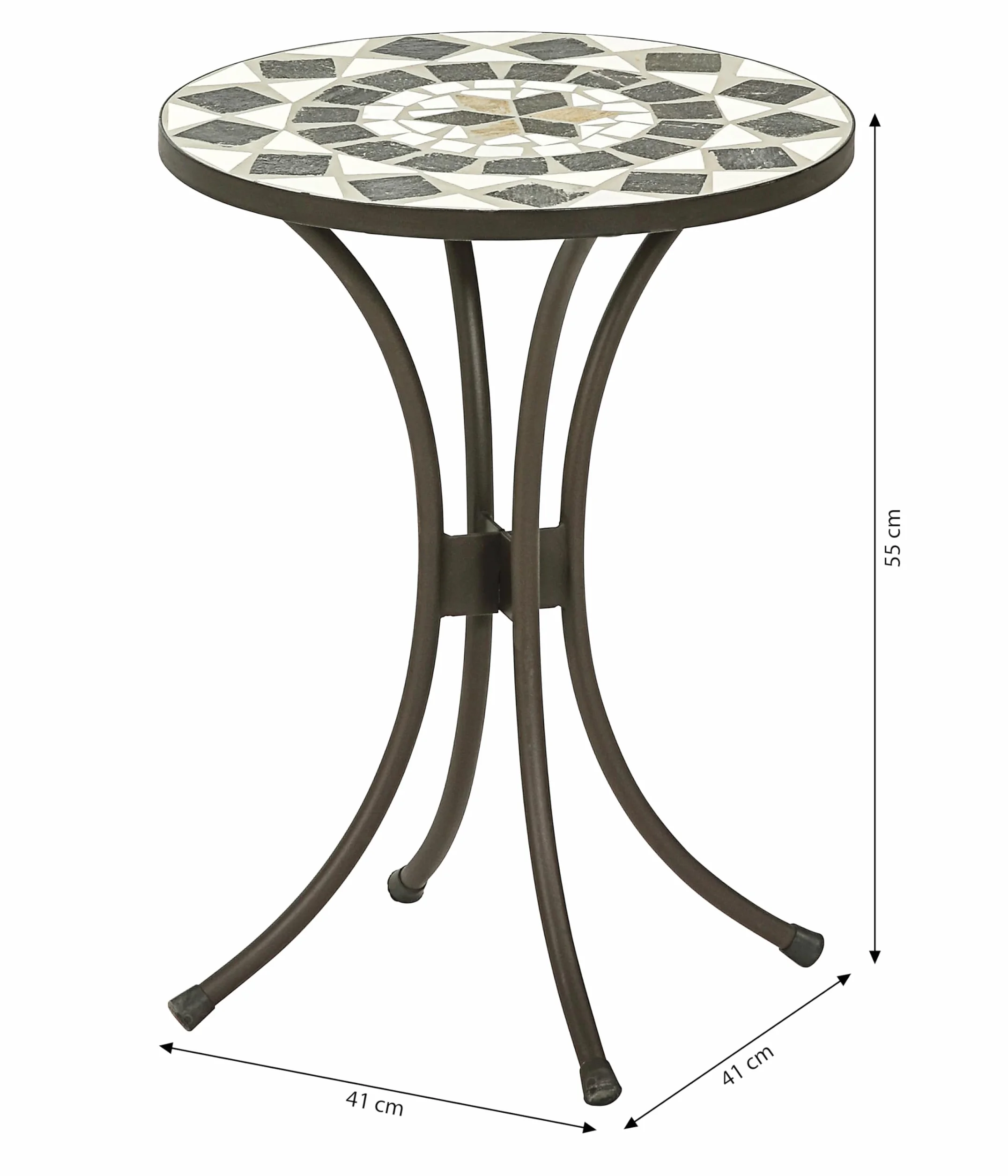 Dehner Stołek na kwiaty Diana, Ø 41 cm, wysokość 54 cm, metal, wygląd mozaiki, brązowy/szary/biały