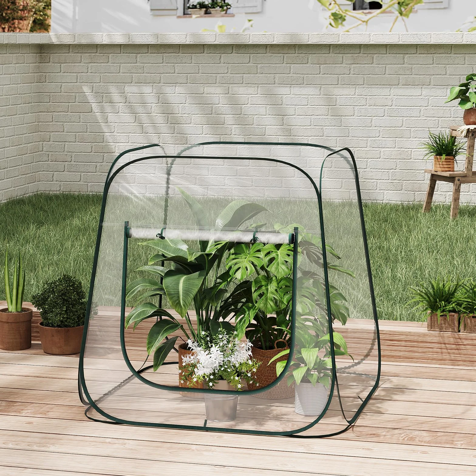 WOLTU Pop-up mini szklarnia wodoodporna PCW 100 x 100 x 97 cm przezroczysta