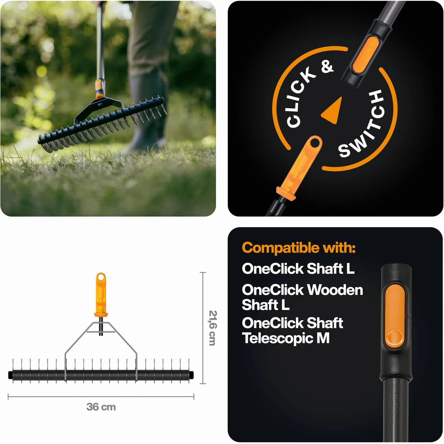 Fiskars OneClick Aerator Rake