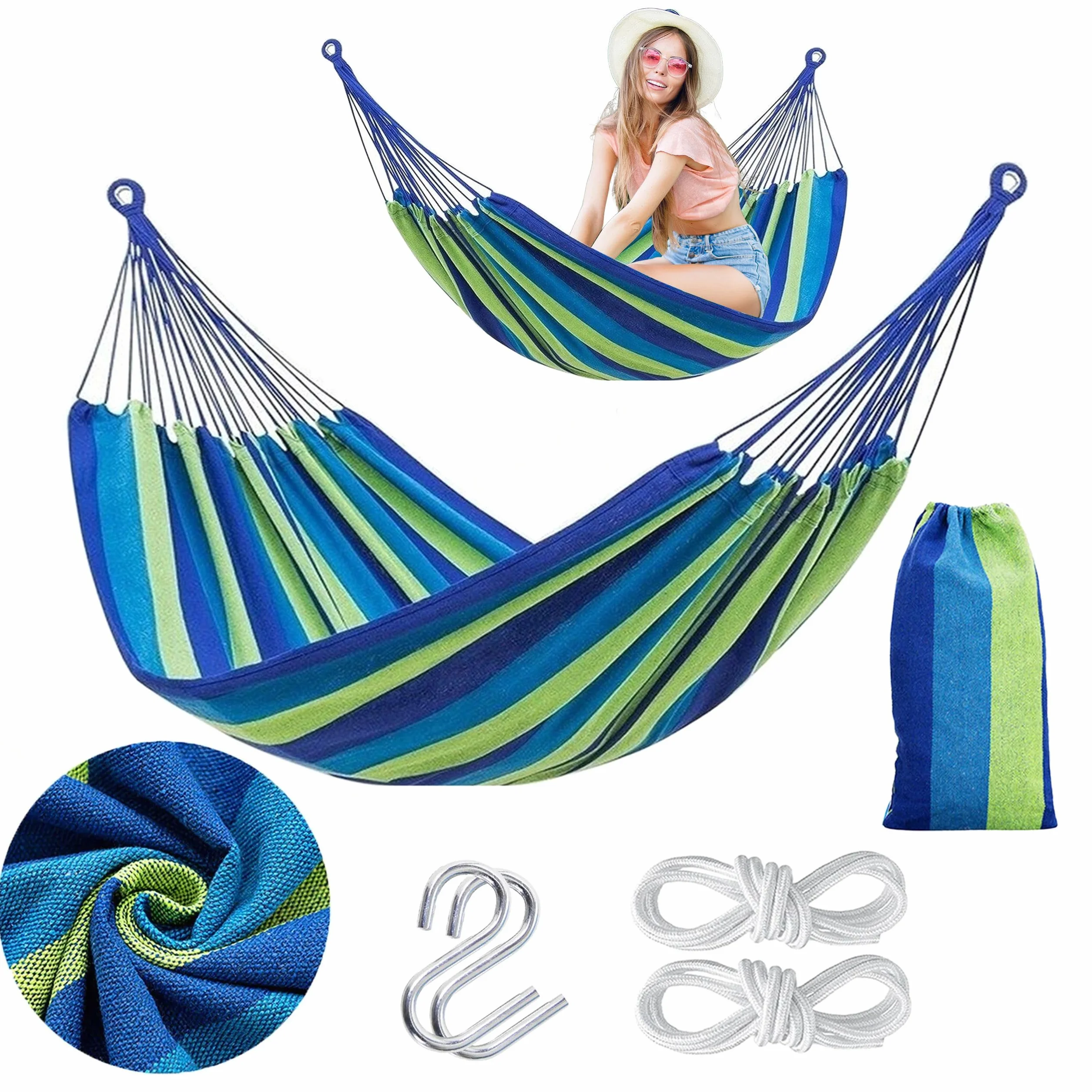 Rea - Tutumi 480143A Hamak 2 osobowy Niebieski, idealny do wypoczynku w ogordzie - 230X140X1CM