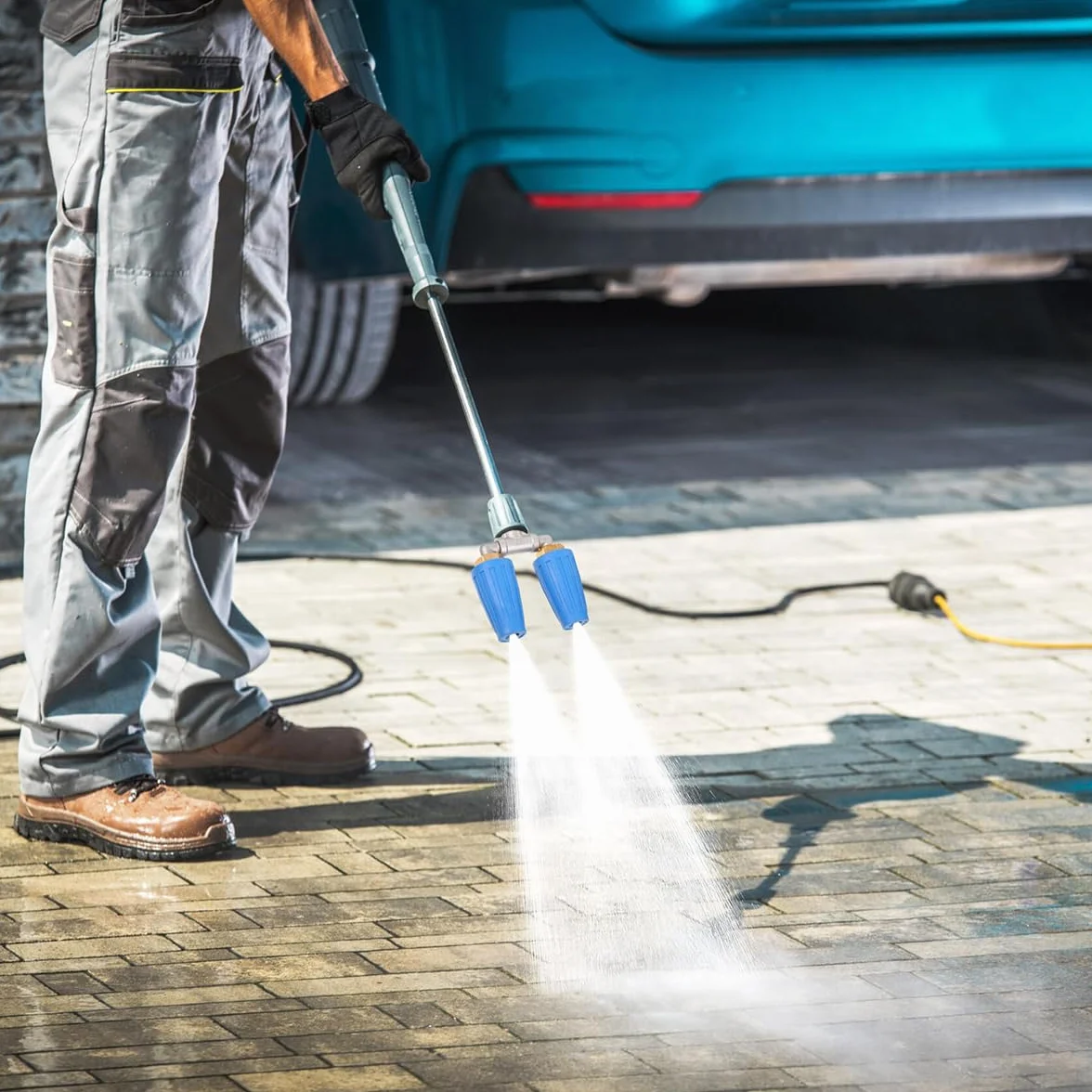 Obrotowa podwójna dysza turbo do myjki wysokociśnieniowej, maks. moc 4000 PSI Obrotowa dysza turbo z końcówkami do myjki ciśnieniowej 1/4" Quick Connect, niebieska