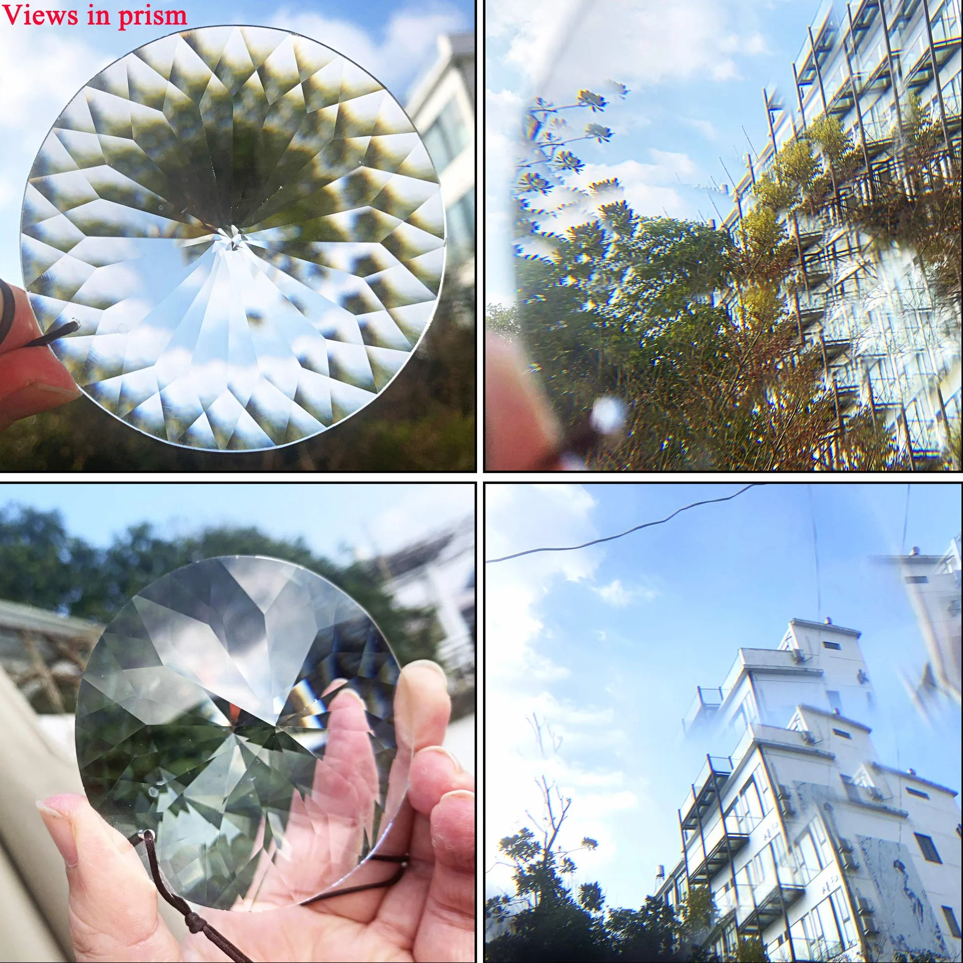 Bauhinia wiszące kryształy fasetowane łapacz słońca 85 mm okrągły