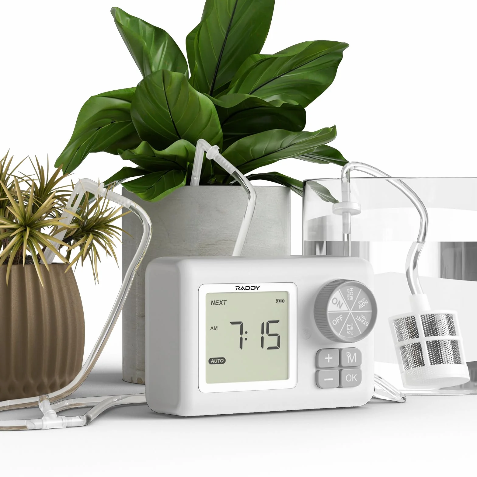 Raddy WS-6 automatyczny system nawadniania, zestaw nawadniania kropelkowego do 15 roślin doniczkowych, wyświetlacz LCD, zasilanie USB, alarm braku wody, automatyczny regulator nawadniania roślin