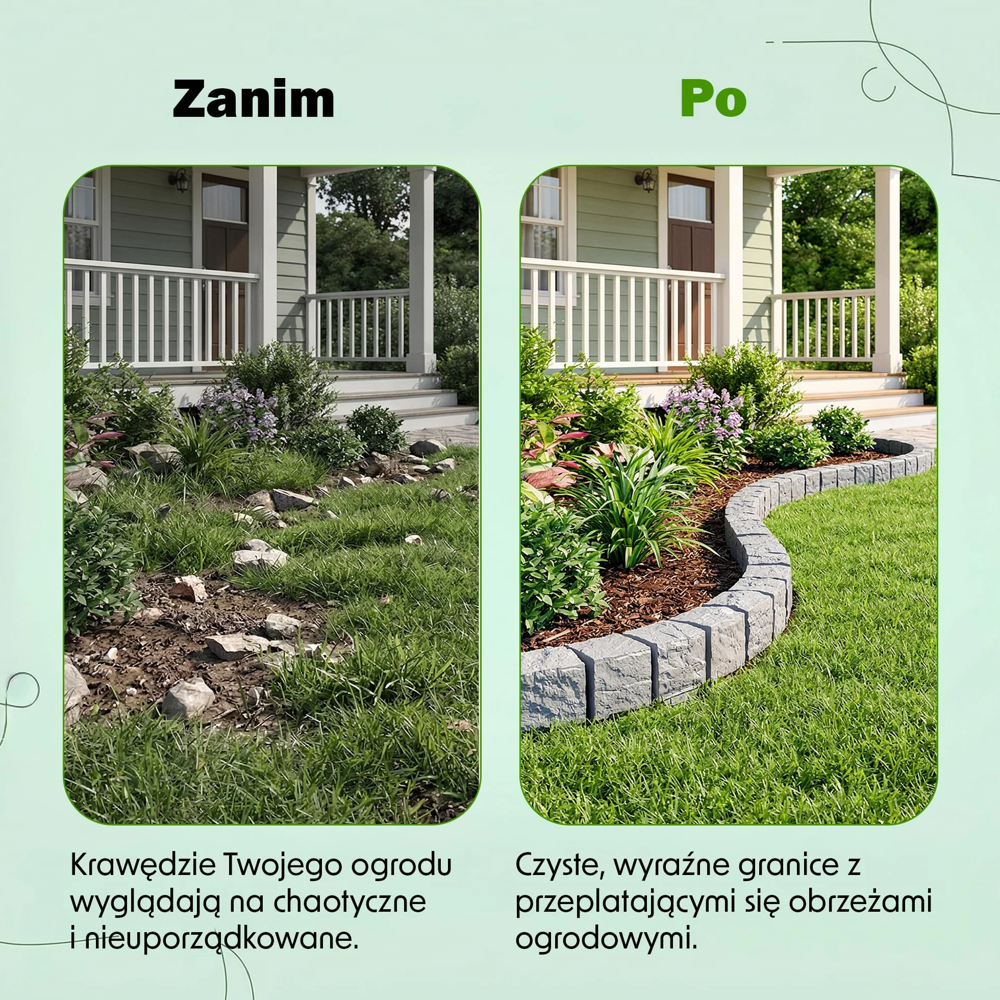GARDENIX Krawędź trawnika 1,8 m, szary, obramowanie rabatki z tworzywa sztucznego