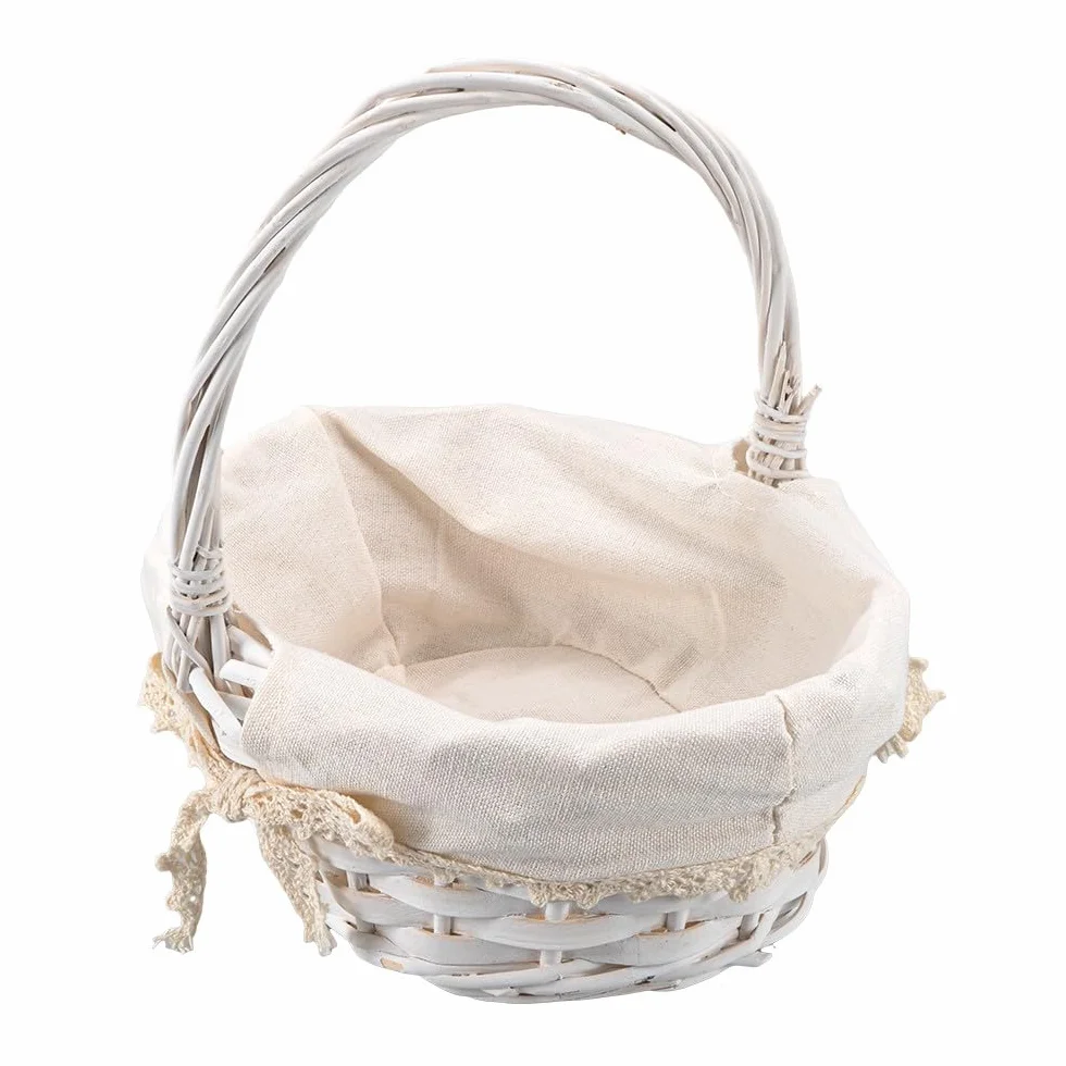 Ideen mit Herz Koszyk z wikliny | Koszyk z drewna z materiałem | Kolory naturalne | Wiklinowe | Koszyk na prezenty | Opakowanie na prezent | Dekoracja | Shabby Chic | Kwiaty