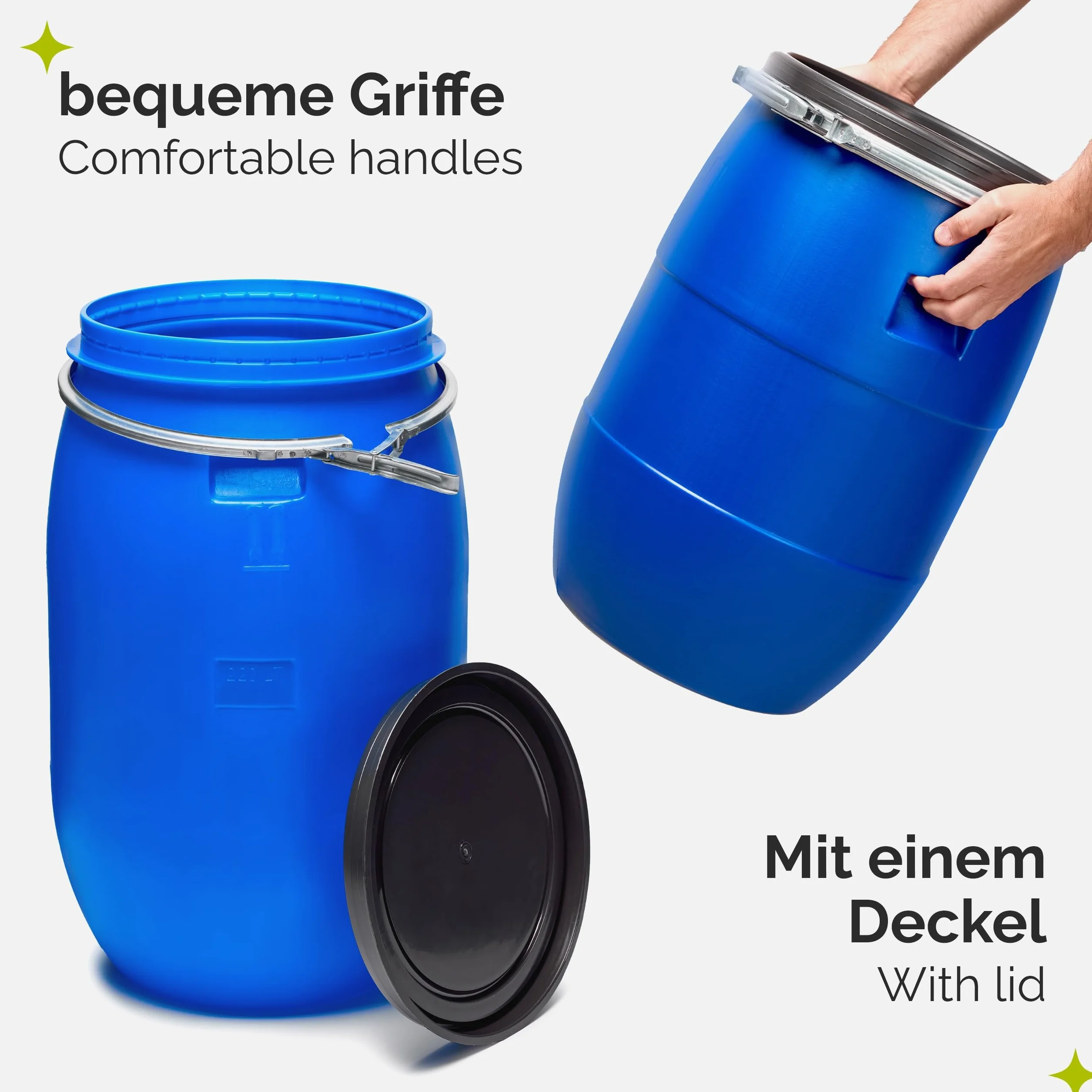 Garronda Beczka Plastikowa 120 l do Kiszenia z Uchwytami Kanister GD-0078 (120L)