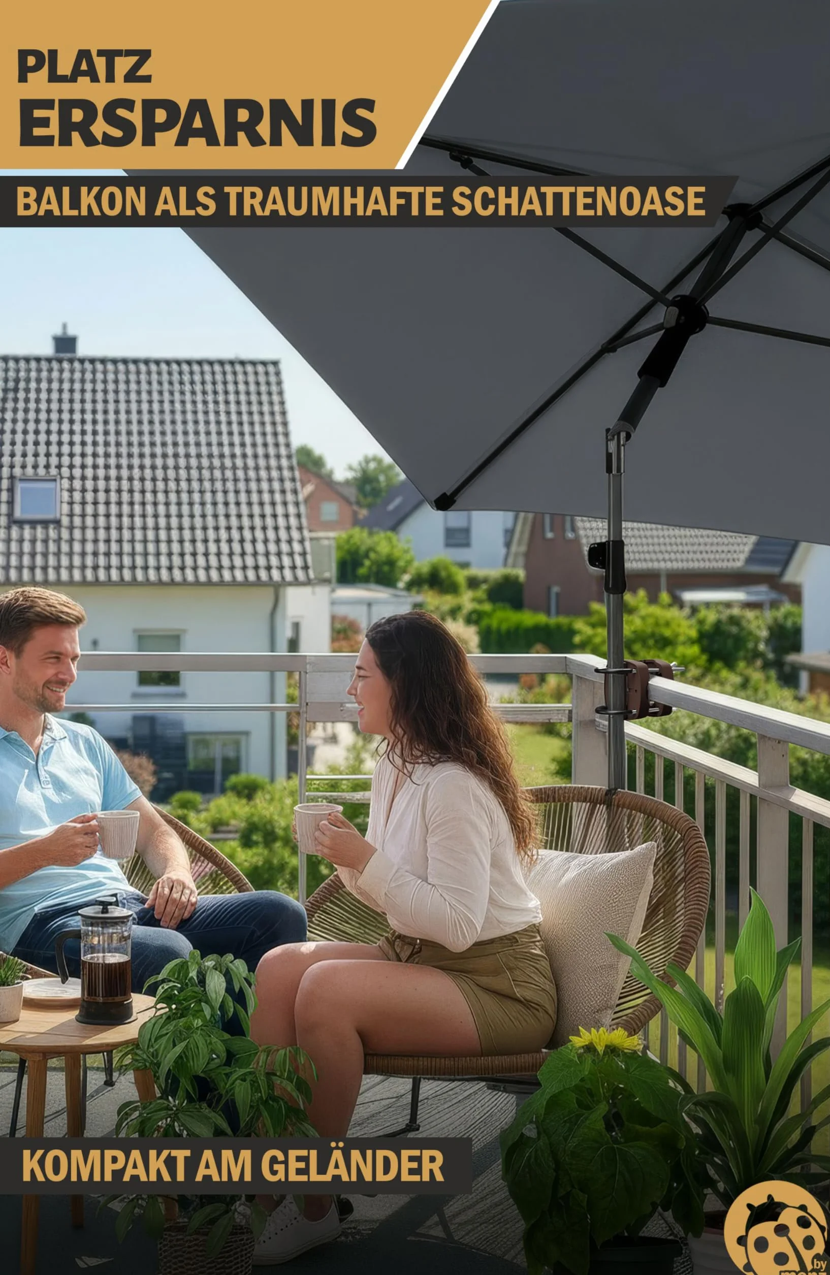 Menz Uchwyt na parasol przeciwsłoneczny, balustrada balkonowa – kompaktowy bezpieczny stojak