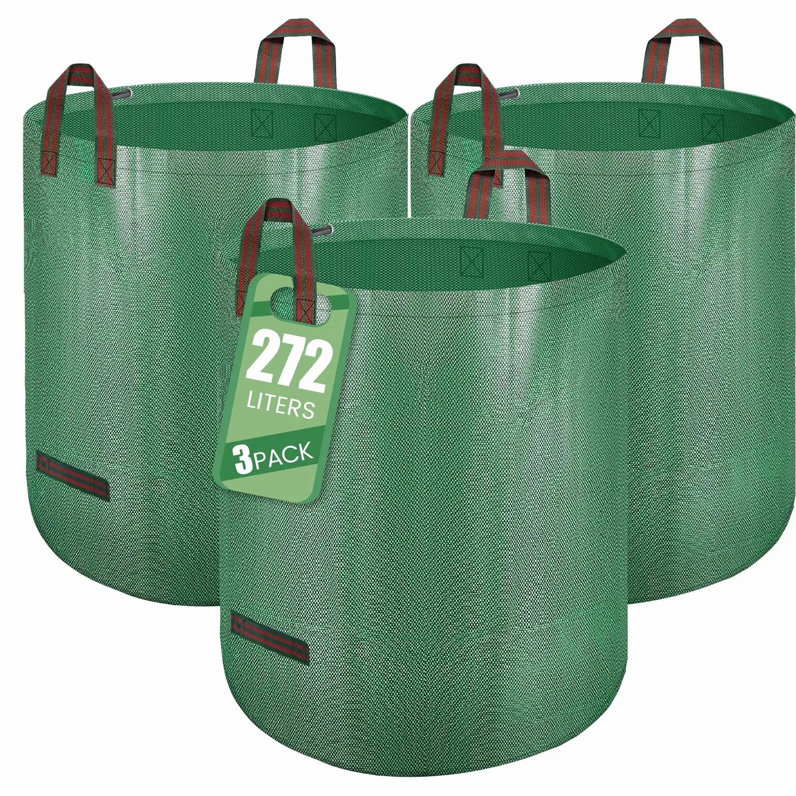 Worek ogrodowy na odpady ogrodowe, stabilny worek na odpady ogrodowe, 3 x 272 l, worek na liście – worki ogrodowe na odpady ogrodowe – z tkaniny polipropylenowej 150 g/m² – worki na zielone cięcie