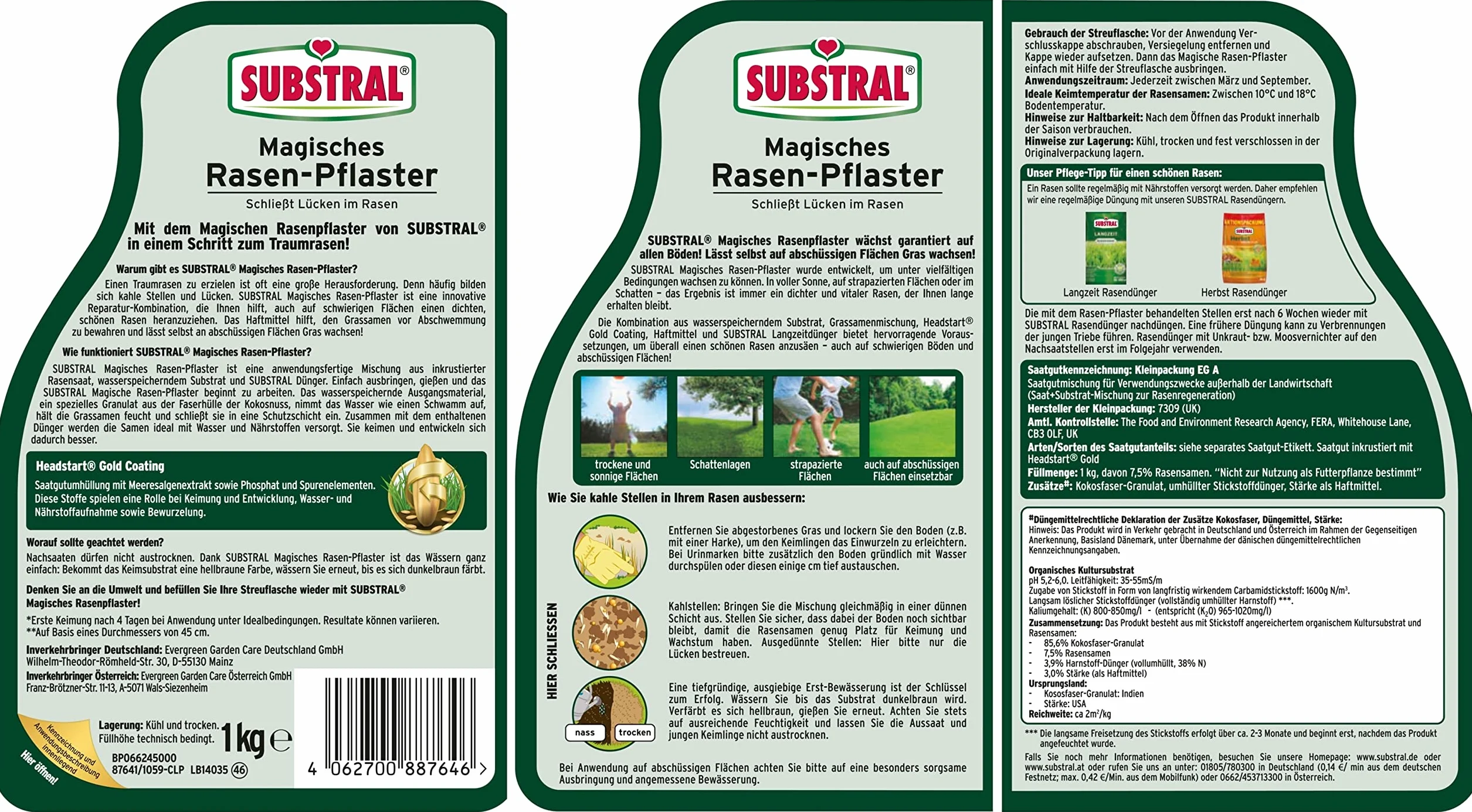 Substral Magiczna łatka do trawnika, mieszanka nasion, gleba do kiełkowania premium, nawóz w rozrzutniku