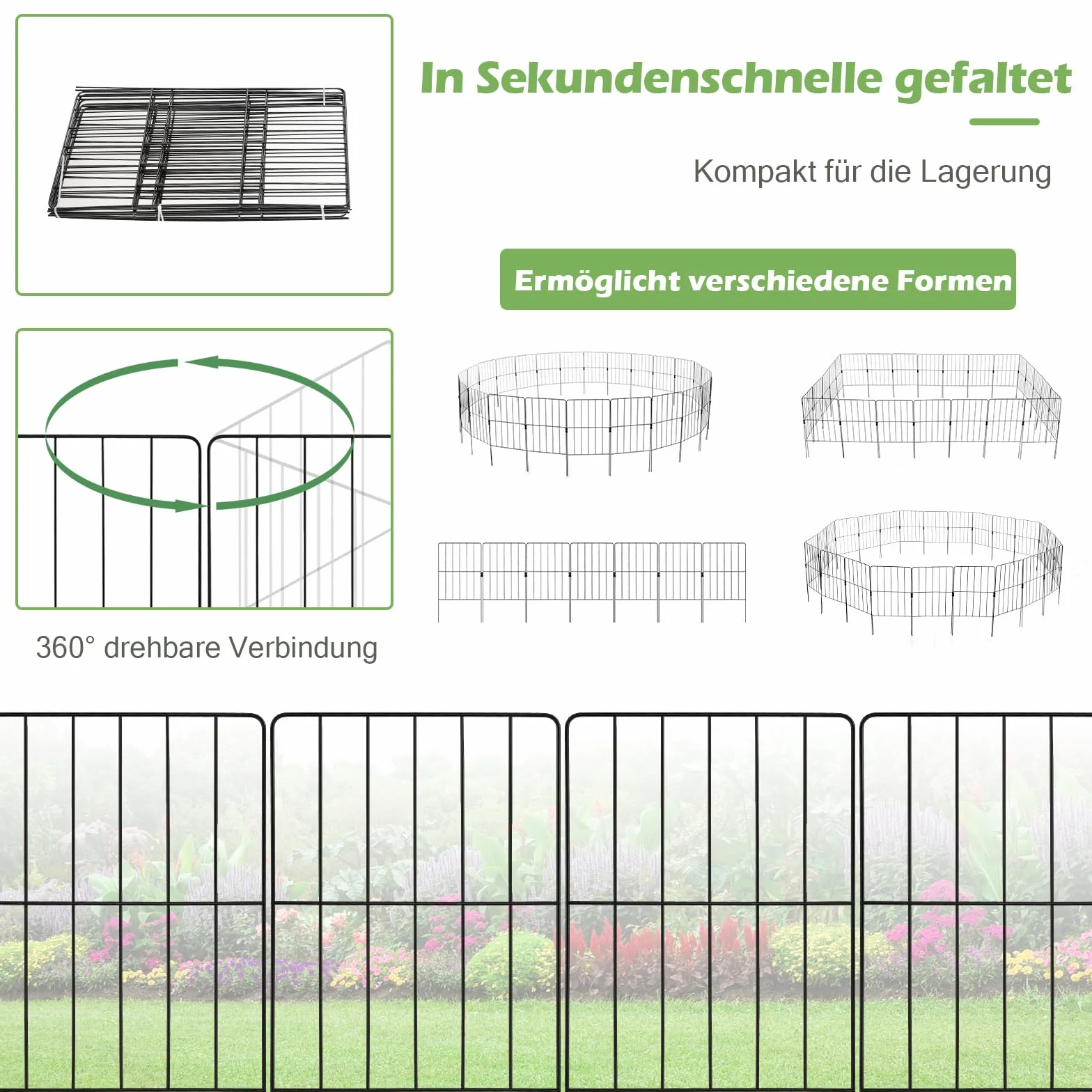 GOPLUS metalowe ogrodzenie ogrodowe 60 cm zestaw wtykowy