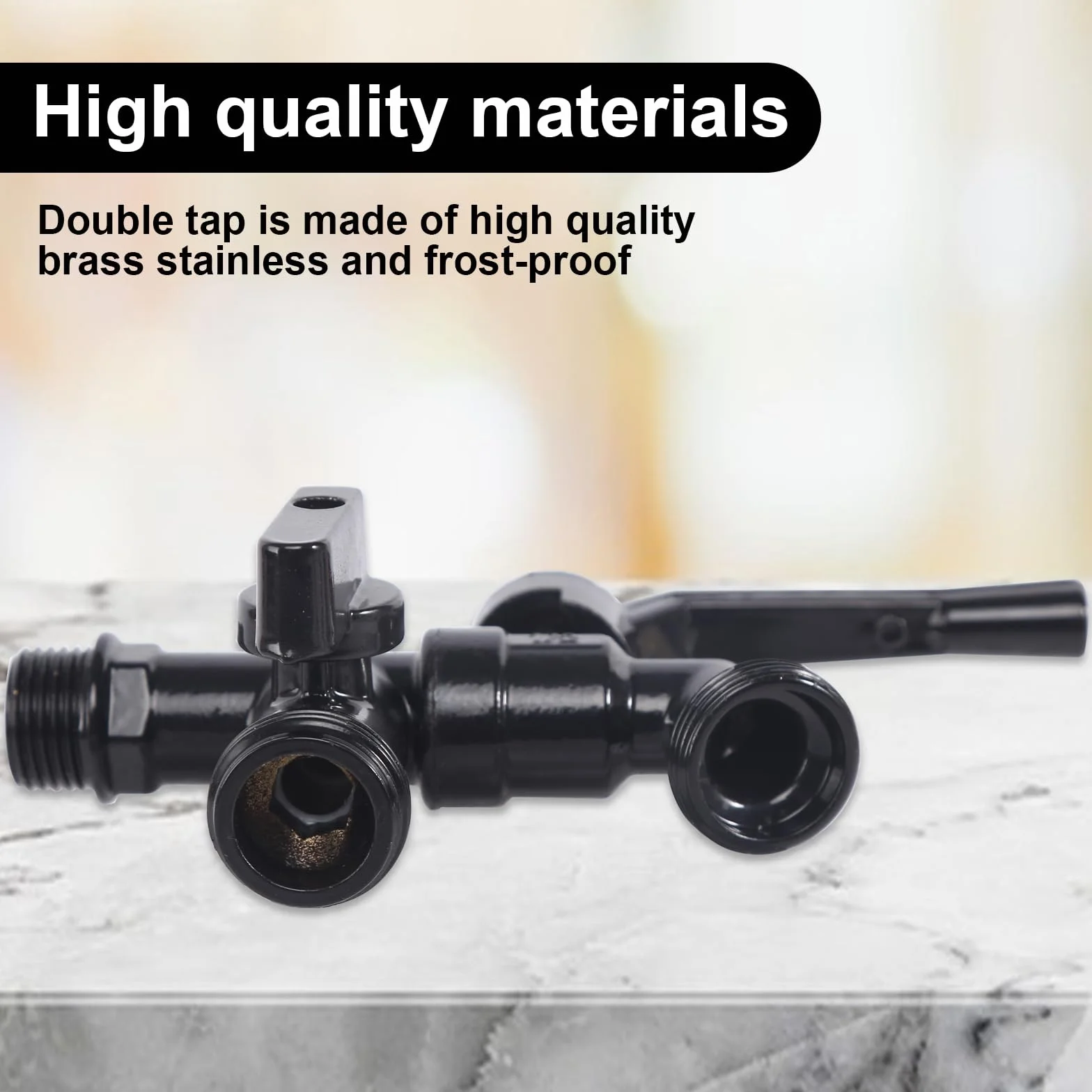 Podwójny kran ogrodowy 1/2 cala ze 100% wysokiej twardości mosiądzu z 2 x 3/4 cala odpływ, ochrona przed zamarzaniem kran zewnętrzny pralka 1/2 cala kurek odpływowy IBC