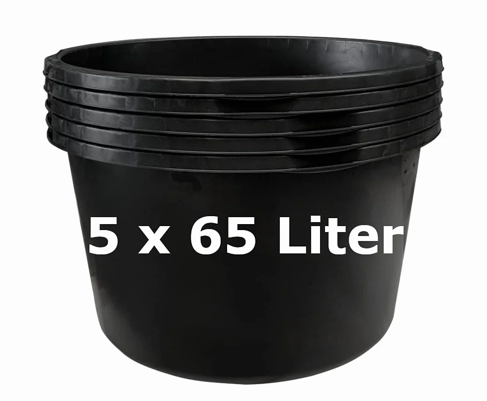 5 x skrzynka na zaprawę murarską (65 l, okrągłe)