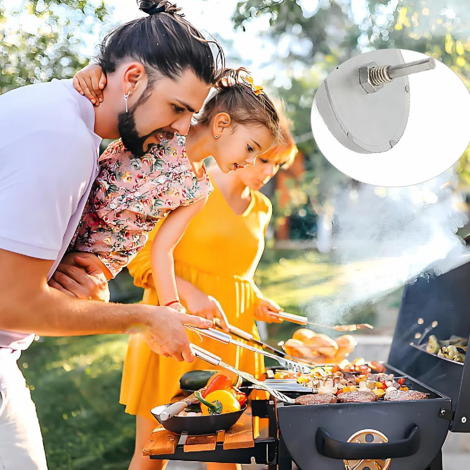 Termometr do grilla ze stali nierdzewnej, do grilla gazowego, 60-430°C, termometr grillowy, termometr do grilla, termometr piecowy, do wszystkich grillów na węgiel drzewny, pieca, pieca, pieca