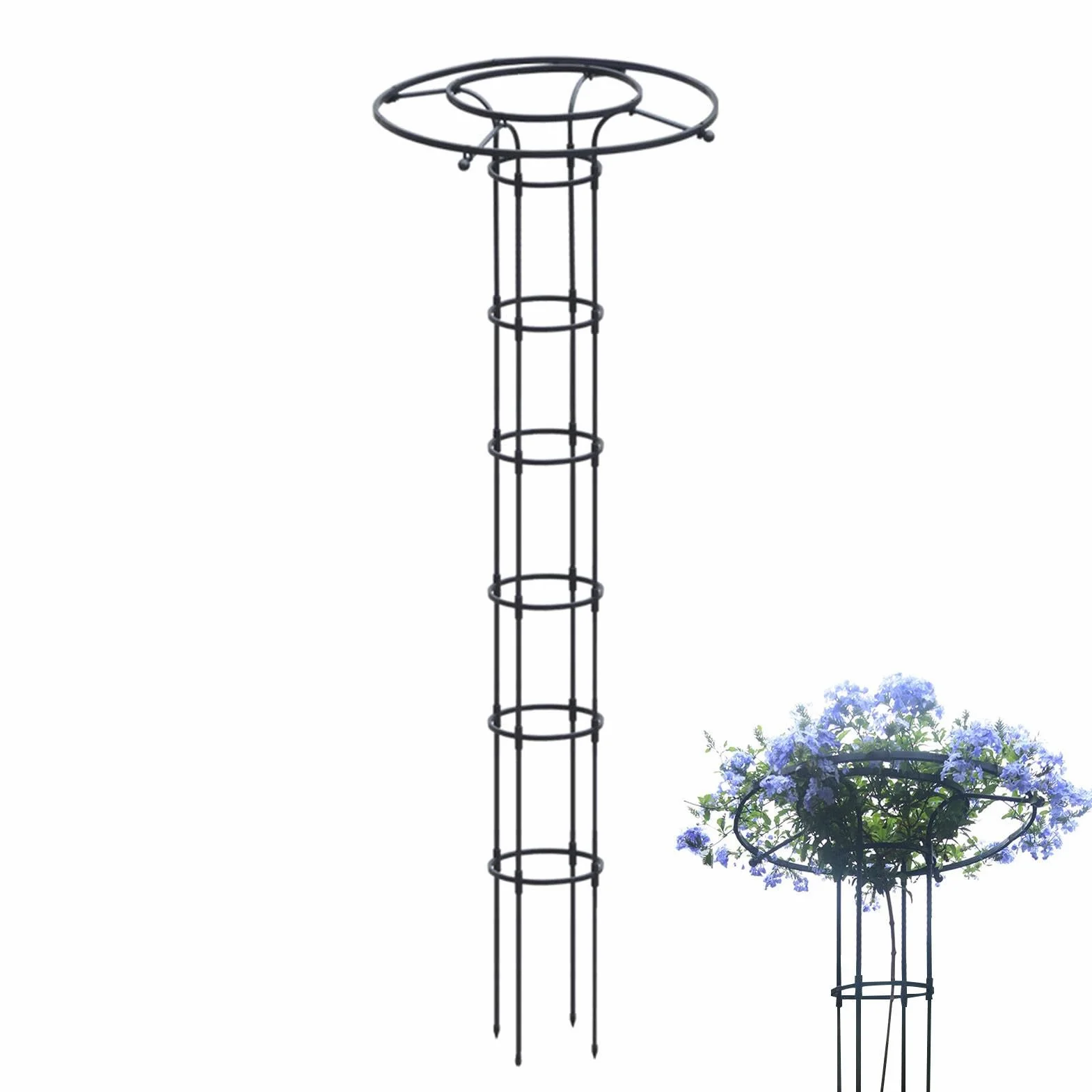 Pionowa metalowa kratka ogrodowa, 210 cm, metalowy parasol pnący wsparcie dla roślin, pionowa rama wieży typu parasola, wieża dla roślin pnących, wsparcie wspinaczkowe, kratka ogrodowa do roślin