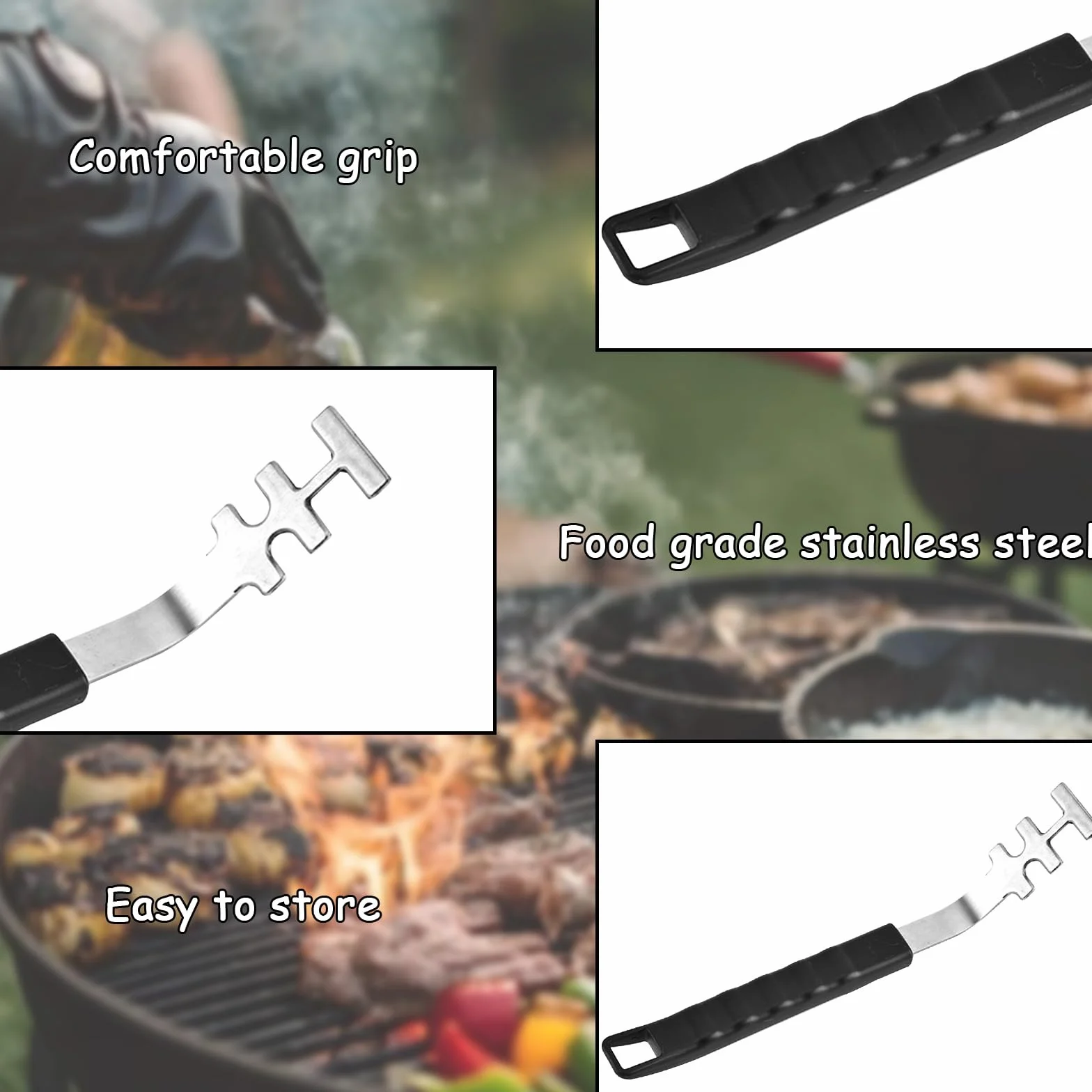 2 Sztuk Wielofunkcyjne Narzędzia Grillowania Grill Stali Nierdzewnej Odporna Ciepło Ochrona Uchwytu Poślizgowego Akcesoria Grillowania Uniwersalne Grill Stali Nierdzewnej Domowe Przyjęcia