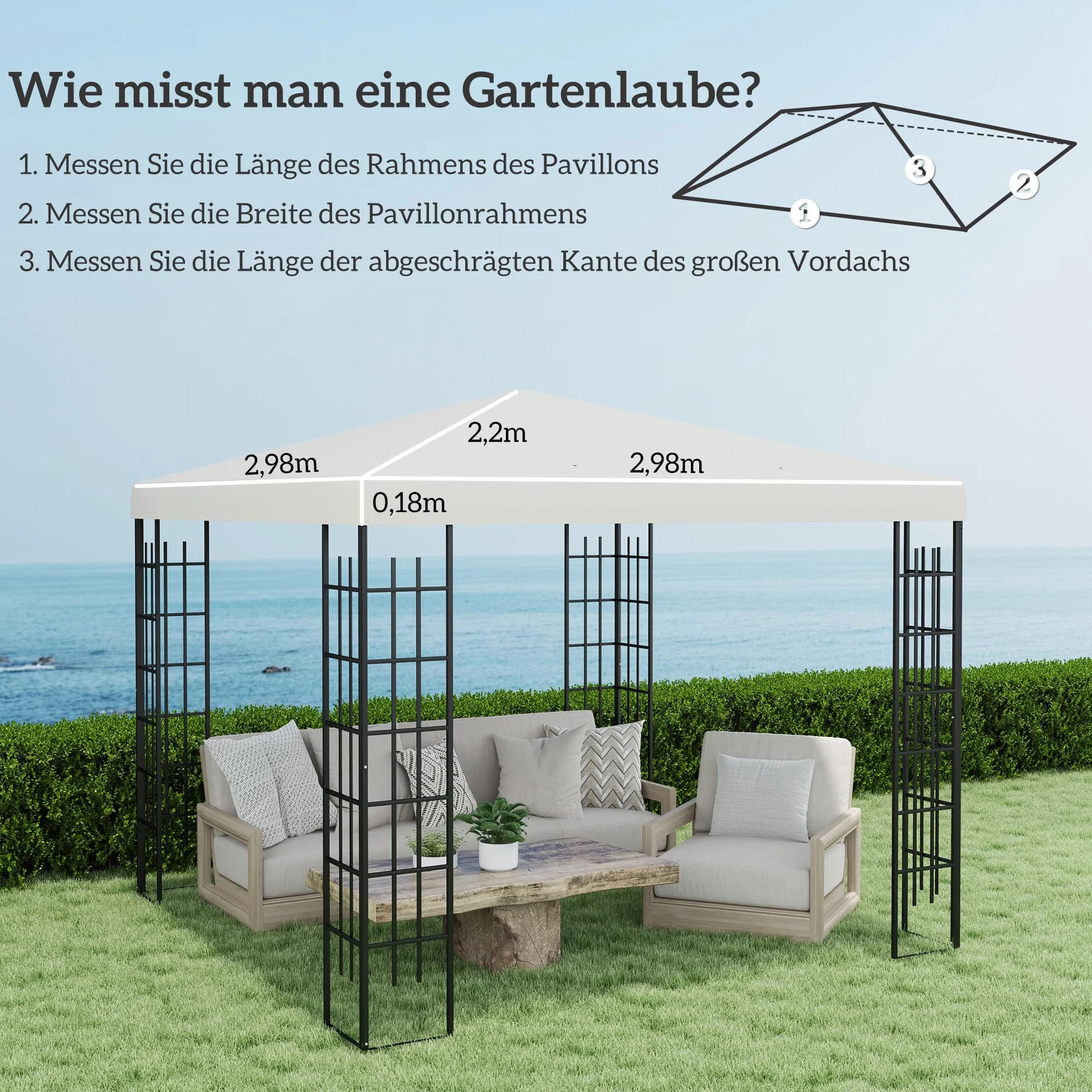 Outsuuny dach zapasowy do pawilonu ogrodowego, 3 x 3 m, wodoszczelny, zapasowy pokrowiec do pawilonu ogrodowego, części zamienne z tkaniny Oxford, 370 g/m², jasnoszary