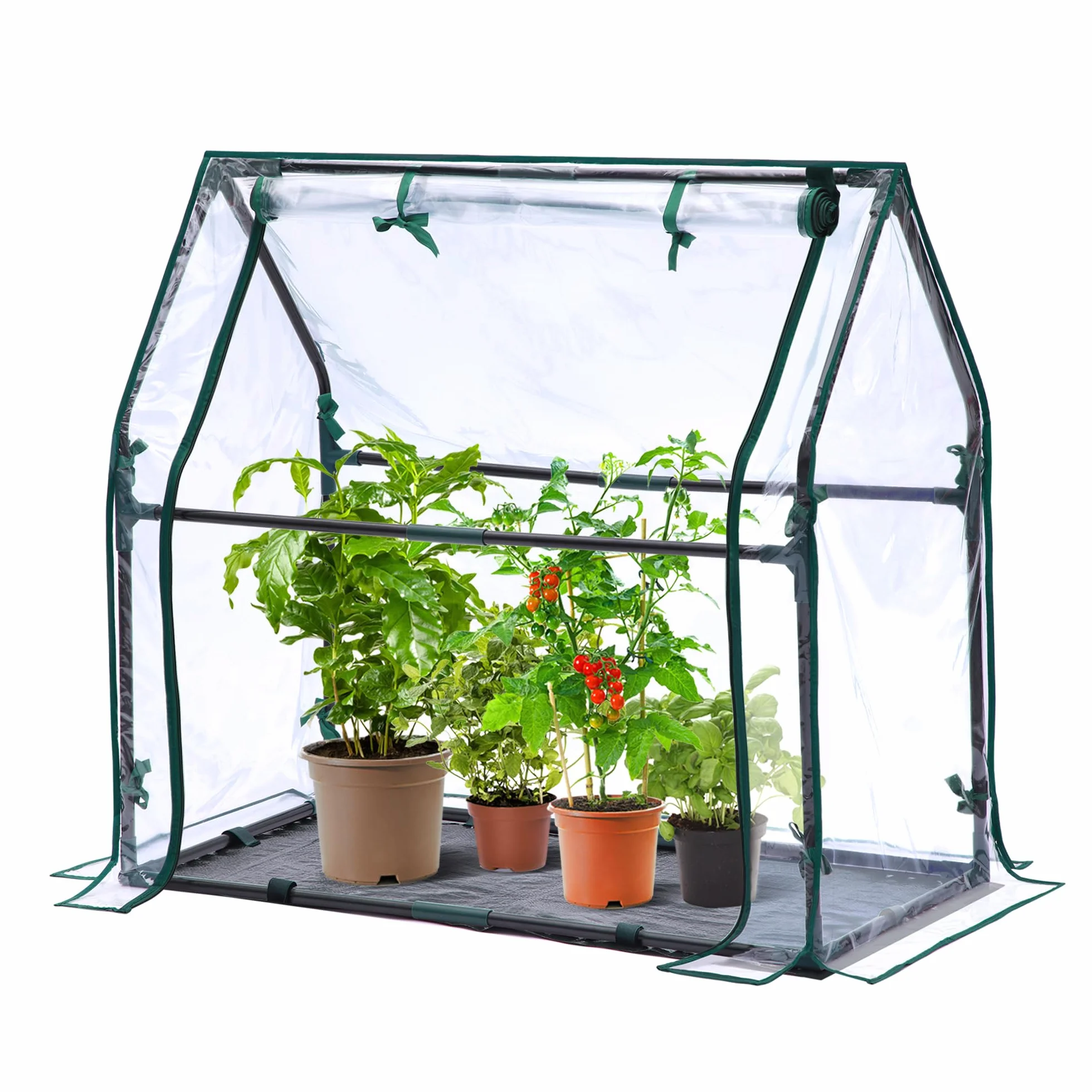Ohuhu Mini szklarnia – przenośny namiot roślinny do użytku wewnątrz i na zewnątrz z wodoodporną podkładką, 91 x 46 x 84 cm, przezroczyste PVC, drzwi zapinane na zamek błyskawiczny
