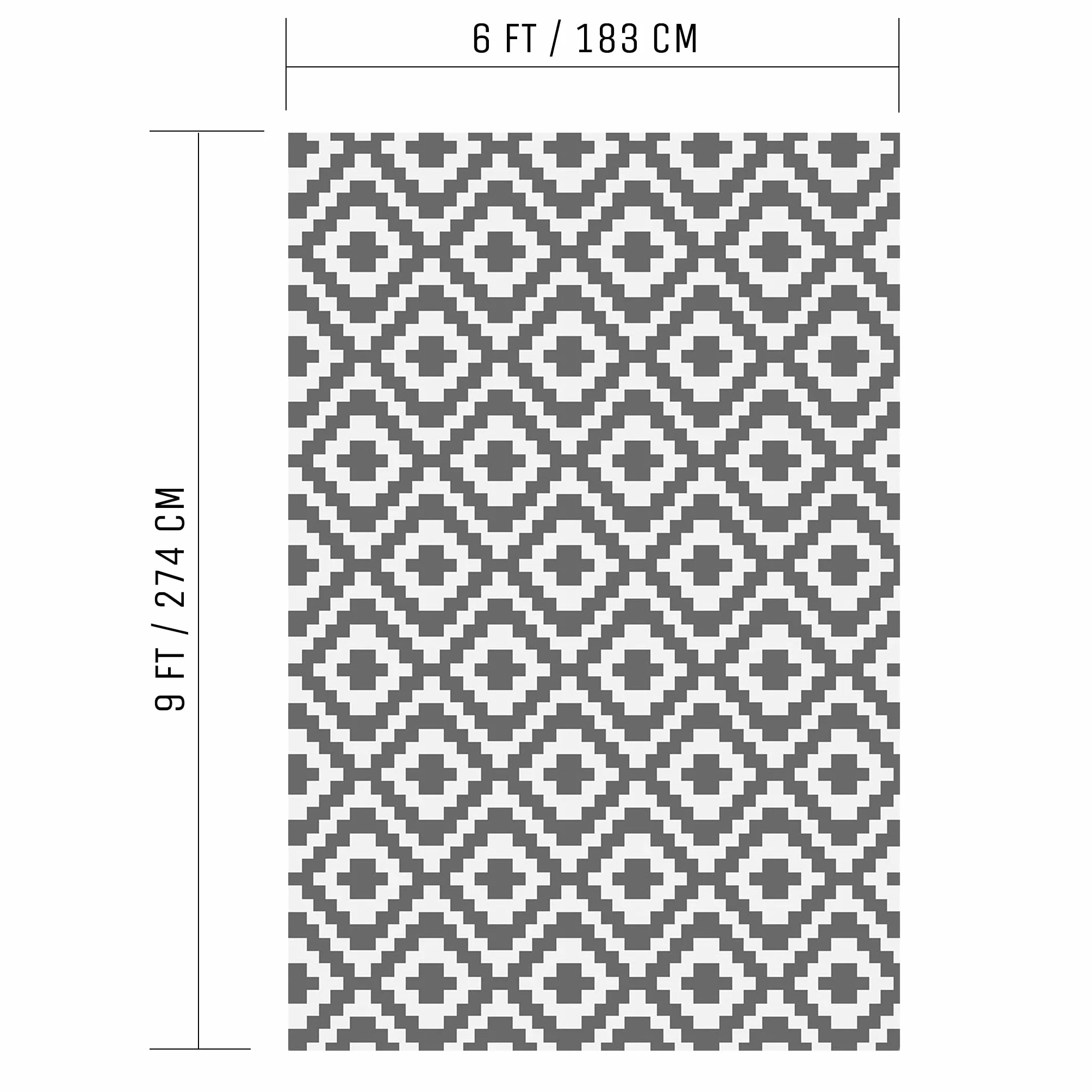 Valiant geometryczny dywan na patio i taras na zewnątrz - 2,7 m x 1,8 m, szary