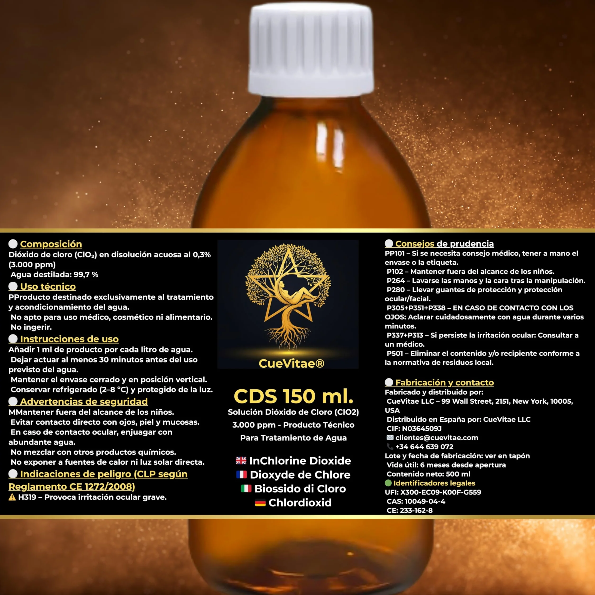 CDS/CDL 150 ml | 3000 ppm | Najnowsza produkcja | Już aktywowany wodą ultraczystą | Gotowy do dozowania | Zawiera dozownik prezentowy | bursztynowe szkło antypromieniujące UVA