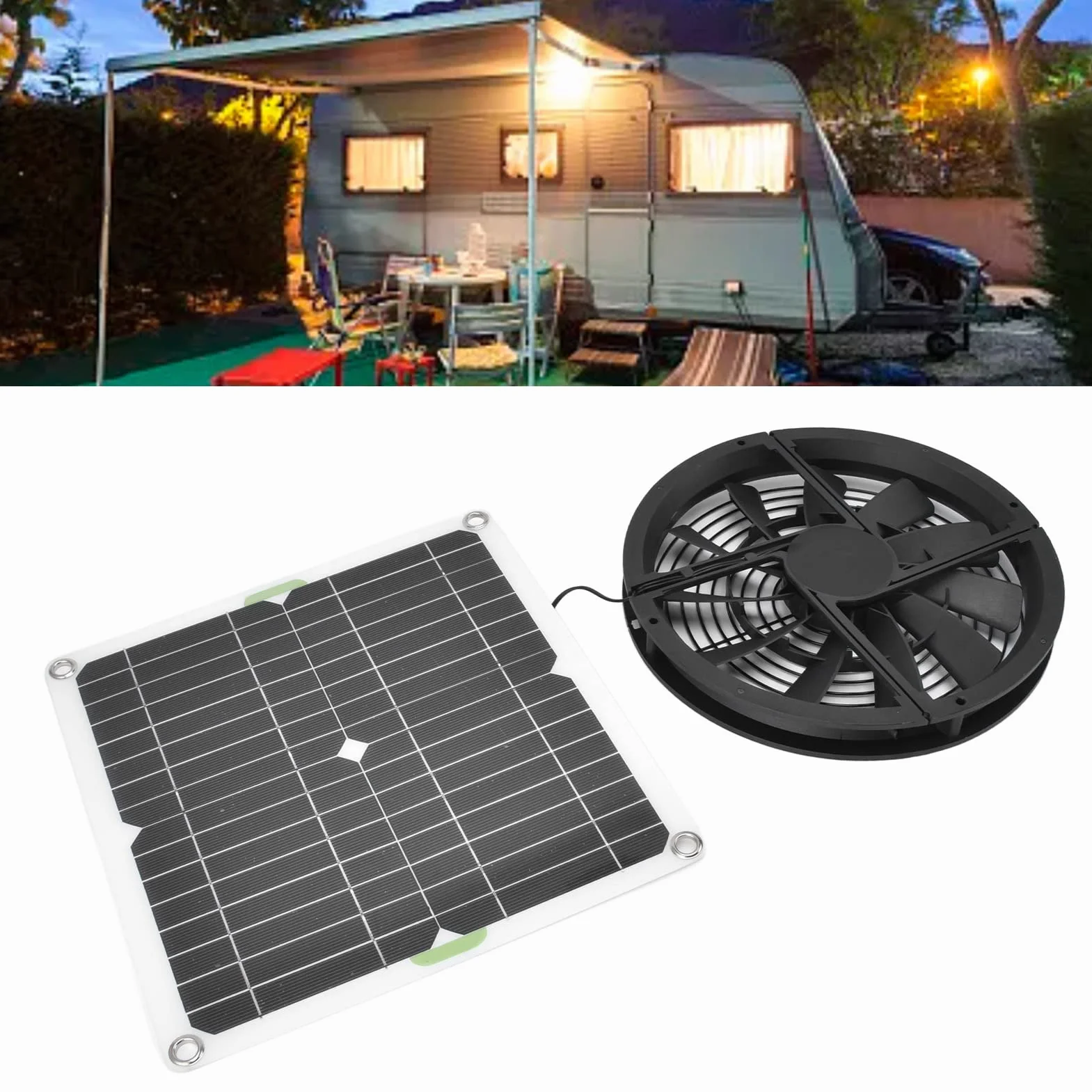 Wentylator solarny z panelem słonecznym do kurnika szklarni