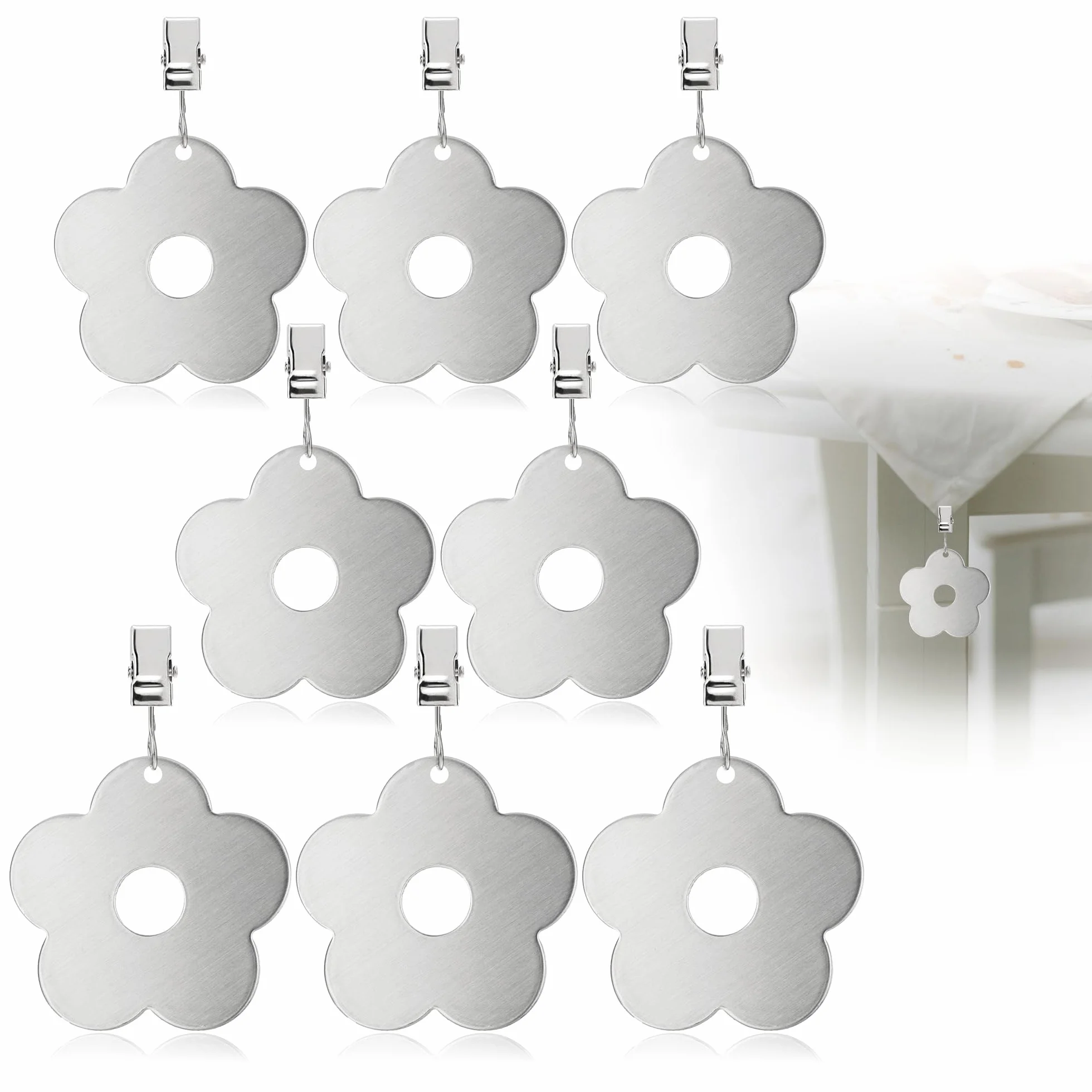 com-four® 8x obciazniki obrus stal nierdzewna - ciezkie klipsy - uchwyty mocowanie stól - akcesoria wewnatrz zewnatrz