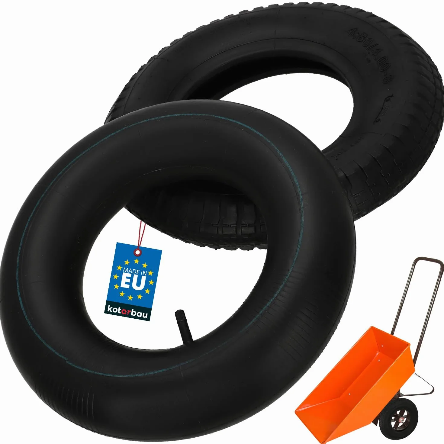 KOTARBAU® Opona z Dętką do Koła Taczki - Wózków - ⌀ 40 cm - Opona 6PR – Dętka Zamienna do Taczek – ⌀ 35 cm