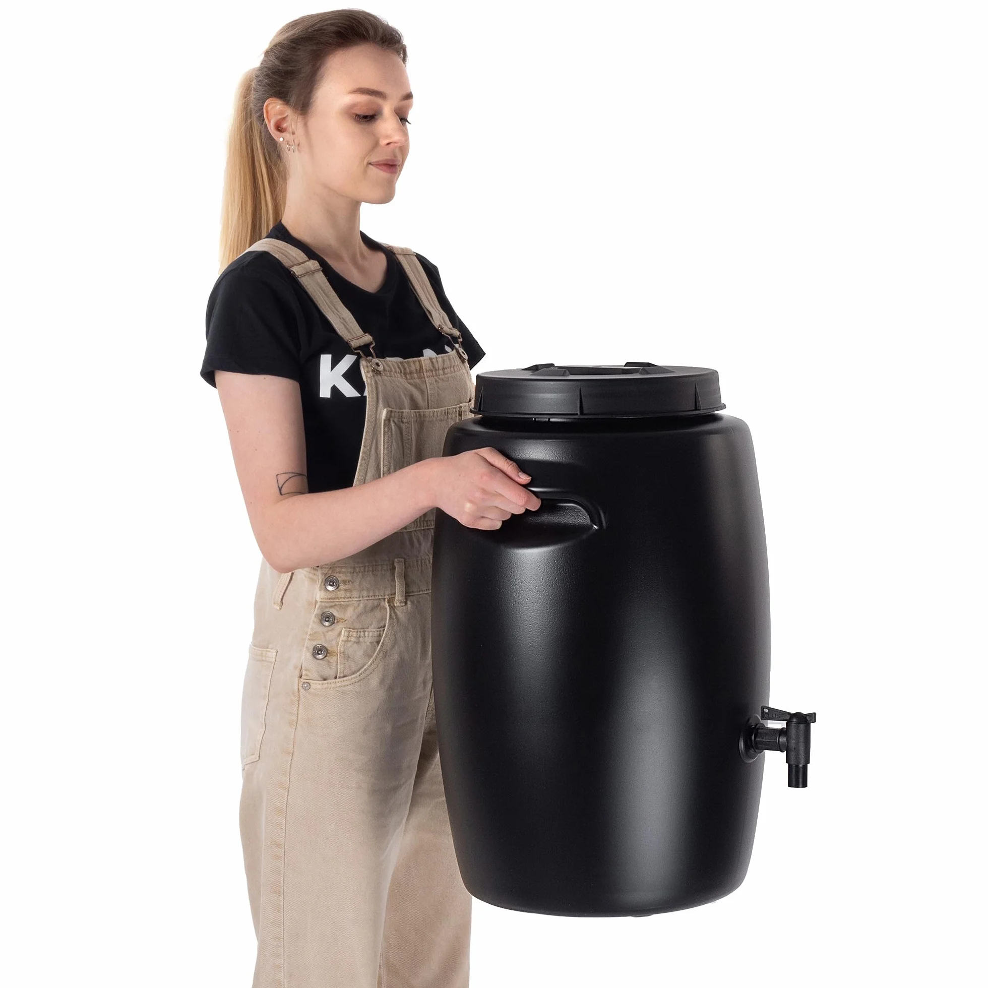 KADAX Beczka do nawozu organicznego 55 l, czarna, pojemny zbiornik do przygotowania gnojówki i przechowywania nawozów płynnych w ogrodzie