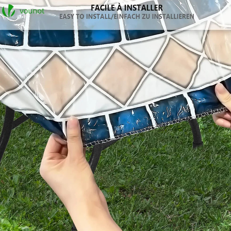 VOUNOT Okrągły obrus Wodoodporny pokrowiec na stół Ceramiczny wzór 90-120cm