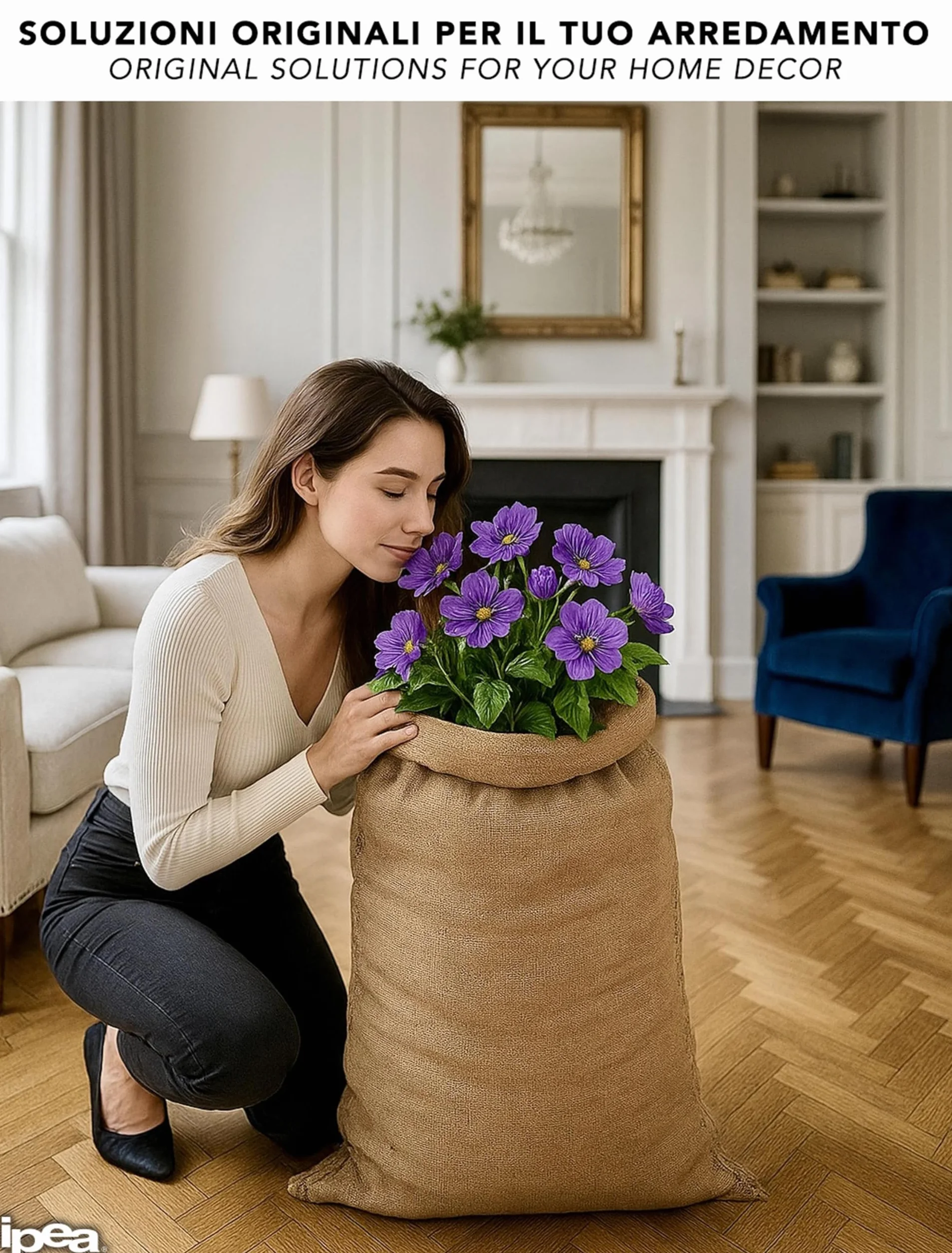 IPEA BSJUTASACX1 worek z juty duży rozmiar – 80 x 50 cm – Made in Italy – 1 jednostka – worki z juty naturalnej tkaniny dla majsterkowiczów, wystroju, ogrodnictwa, pudełka przedmiotów, imprezy