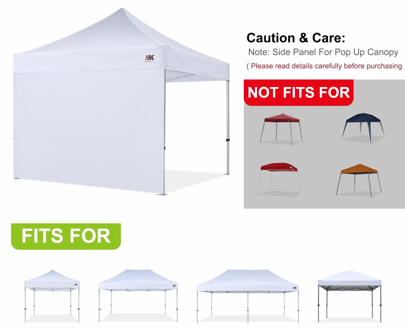 ABCCANOPY Ściana przeciwsłoneczna do namiotu imprezowego o wymiarach 3 x 3 m, z prostą nogą, zestaw ścian bocznych 3 m (1 panel) z paskiem poprzecznym, w ponad 15 kolorach