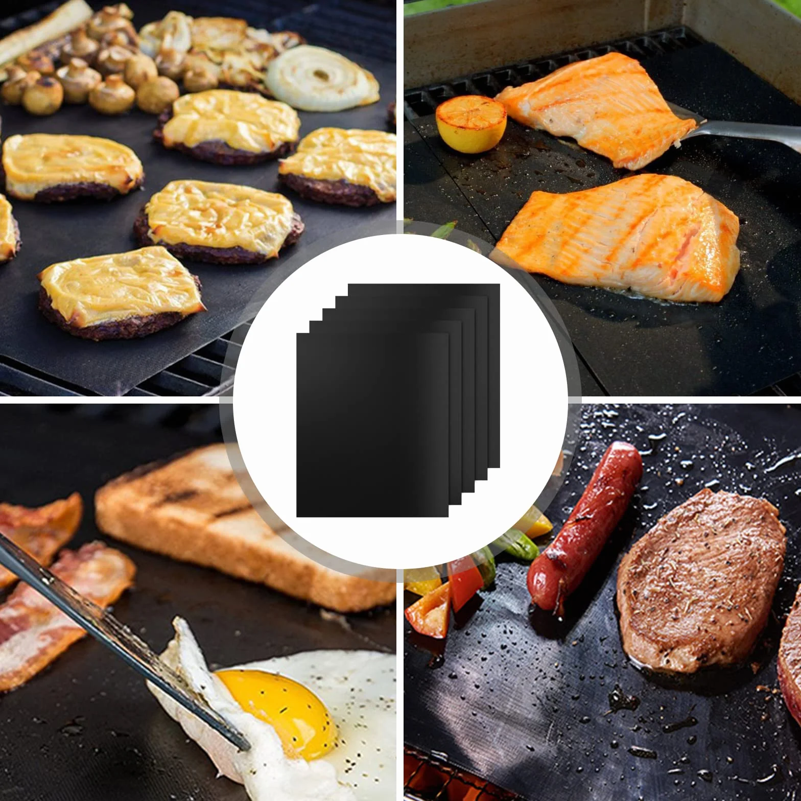 Mata do grilla gazowego, 5 sztuk, nieprzywierająca mata do pieczenia, wielokrotnego użytku, akcesoria do grilla na węgiel drzewny, elektryczny grill stołowy, piekarnik, nie zawiera PFOA