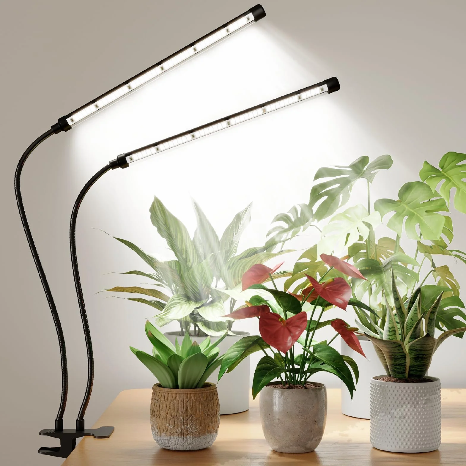 Bamworld Lampa do uprawy roślin LED pełne spektrum z timerem regulacją jasności 2 ramiona