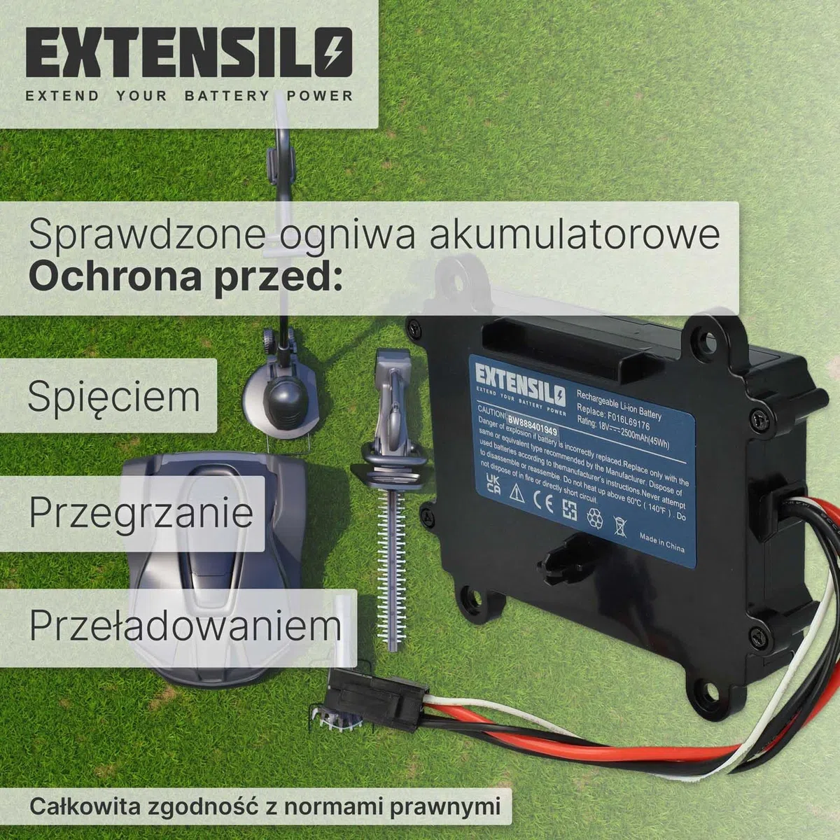 Akumulator kompatybilny z kosiarką Bosch Indego 350, M 700, 400 (2500 mAh 18 V litowo-jonowy)