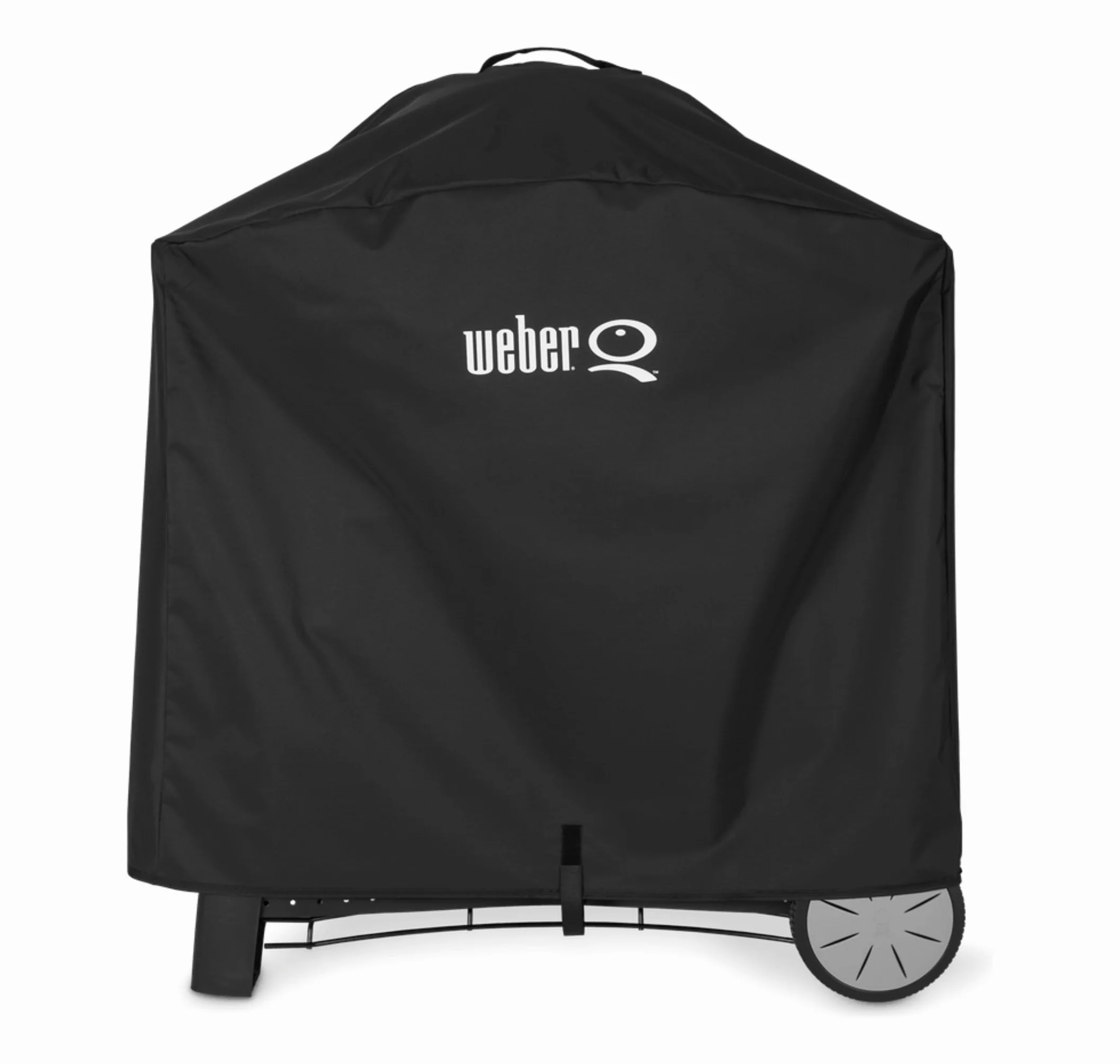 Weber Premium Pokrowiec na grill Q1000/2000 z podstawą / z wózkiem, UV- & wodoodporny, z zapięciem na rzep do mocowania - Czarny (7120)
