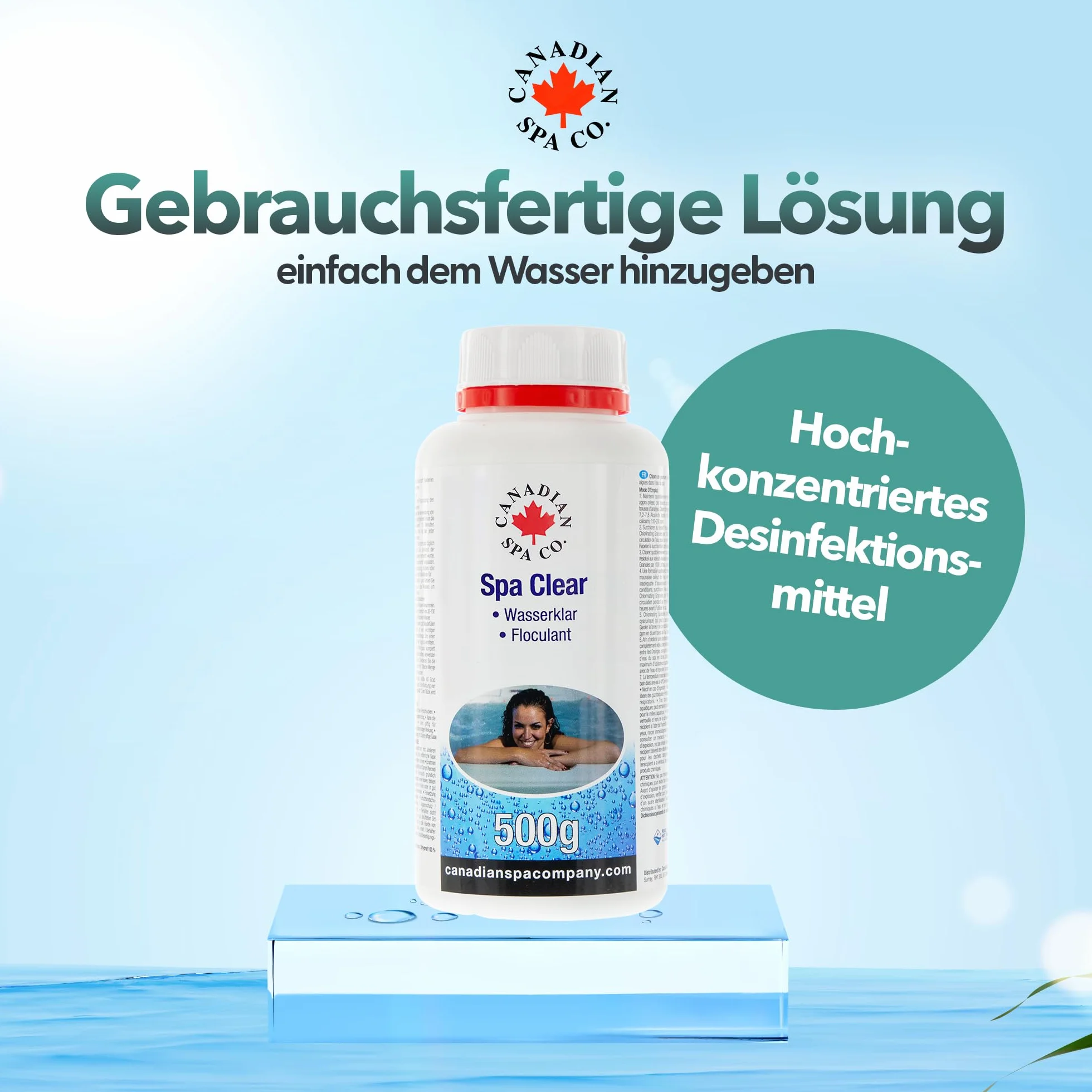 CANADIAN SPA CO. Hot Tub Clear 500 ml, środek klarujący do basenów zapewniający krystalicznie czystą wodę, zapobiega zmętnieniu, do wszystkich typów filtrów
