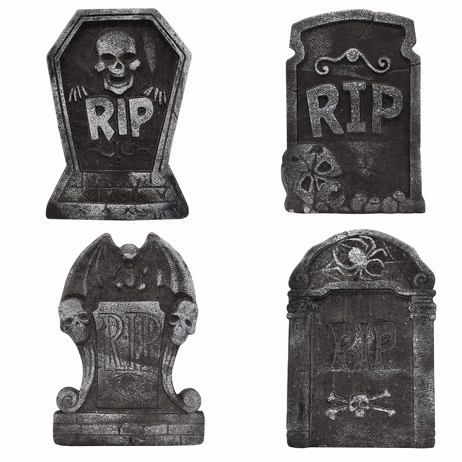 POPOYU 4-pak piankowych kamieni nagrobnych Halloween dekoracje ogrodowe nagrobki vintage