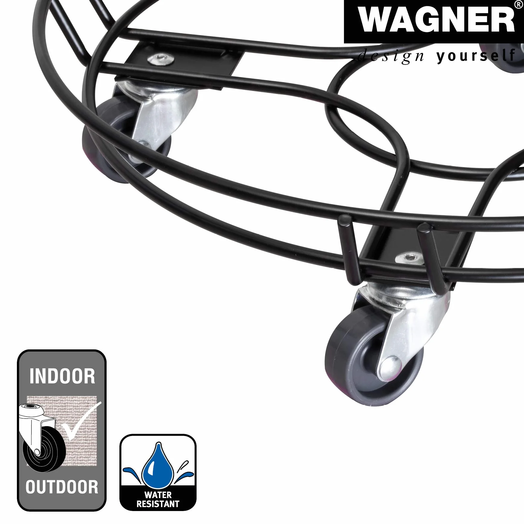 WAGNER Black Edition 20093401 podstawka pod rośliny do użytku na zewnątrz i we wnętrzach, kolor czarny