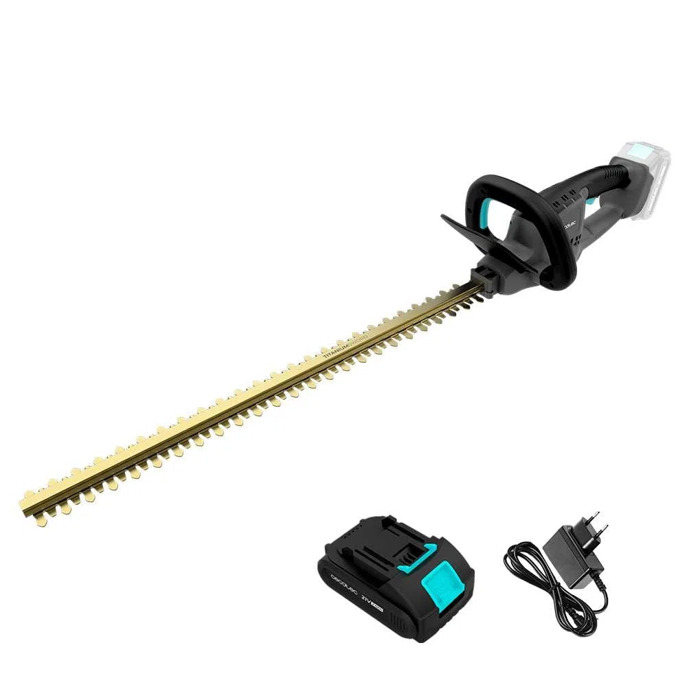 Cecotec Akumulatorowe nożyce do żywopłotu o długości cięcia do 61 cm TitaniumSword 6100 XL Freemove. akumulator 21 V, silnik bezszczotkowy, ostrza tytanu, odgałęzienia do 16 mm, system bezpieczeństwa