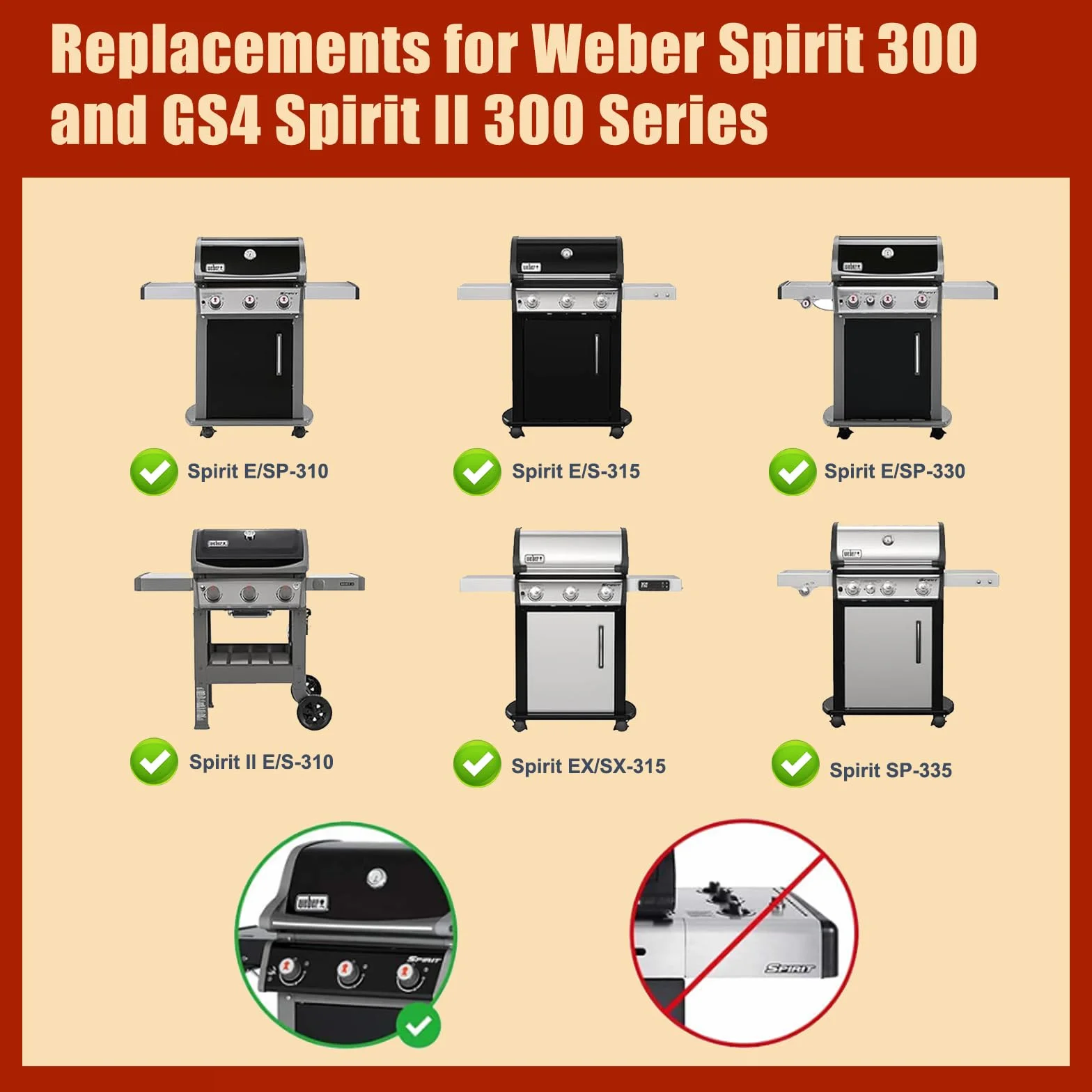 Denmay 7638 żeliwna płyta grillowa 44,5 x 30 cm do Weber I & II Spirit E/S 310, 320, 330, Spirit E-310 Classic, 700, Genesis Silver