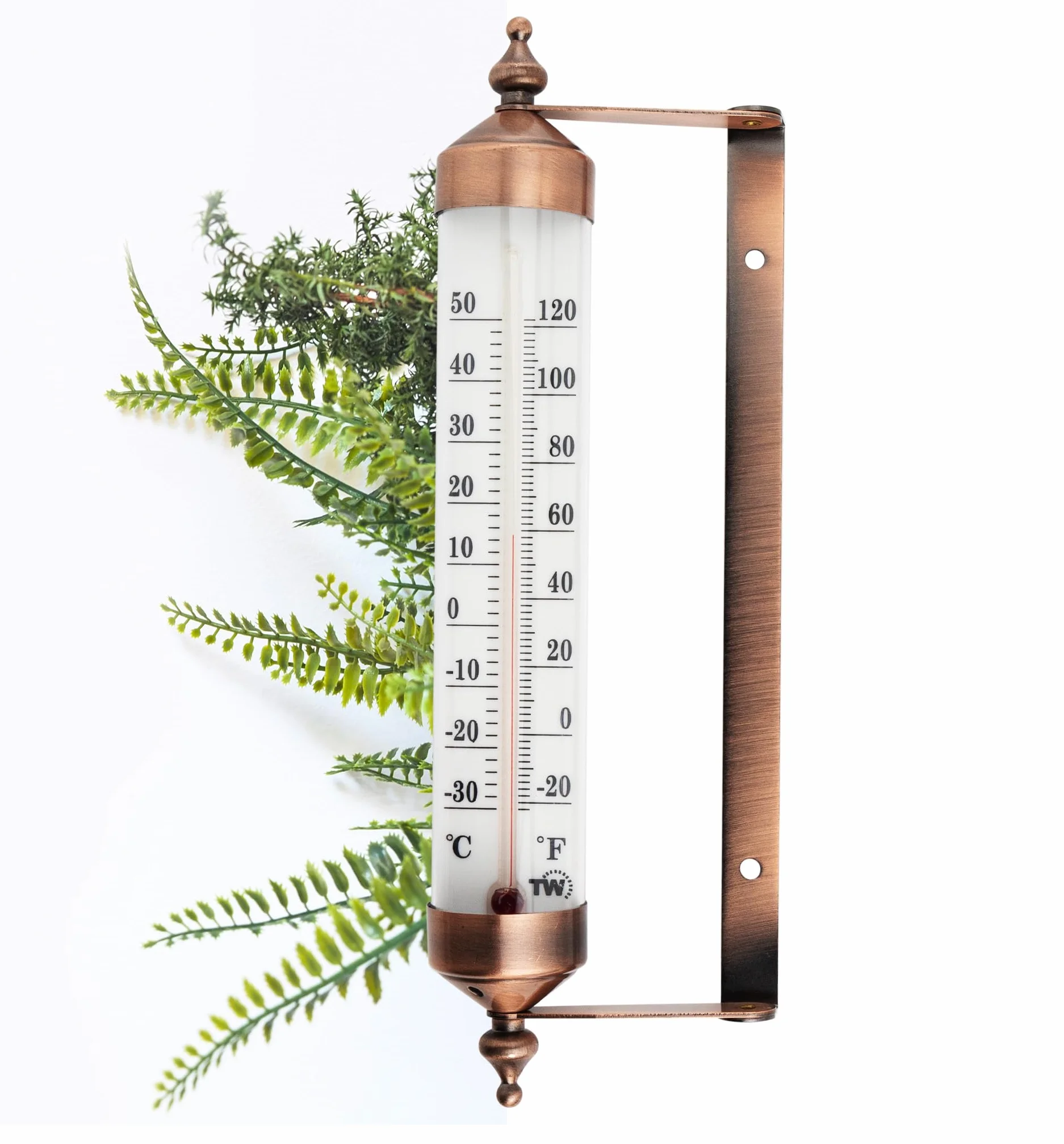 Termometr zewnętrzny z efektem brązu - stylowy termometr ogrodowy na zewnątrz odpowiedni do zewnętrznego miernika temperatury ściany szklarni garażu łatwy do powieszenia